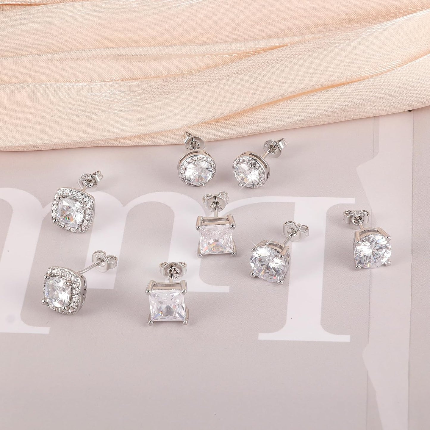 ALEXCRAFT Aretes de tuerca de plata de ley para mujeres y niñas, ci...