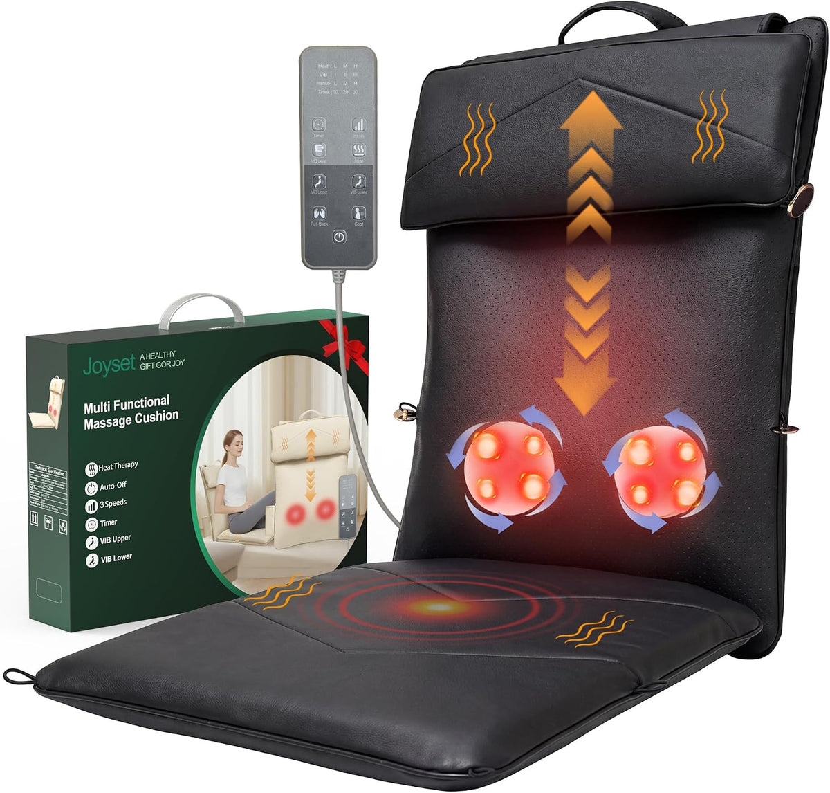 Joyset Shiatsu Masajeador de Espalda para Silla con Calor y Vibraci...