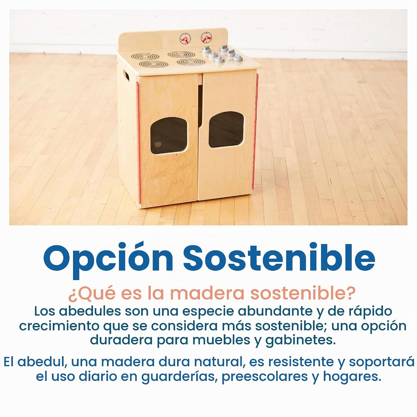 ECR4Kids Estufa de Cocina de Juguete, Set de Juego de Madera, Natural