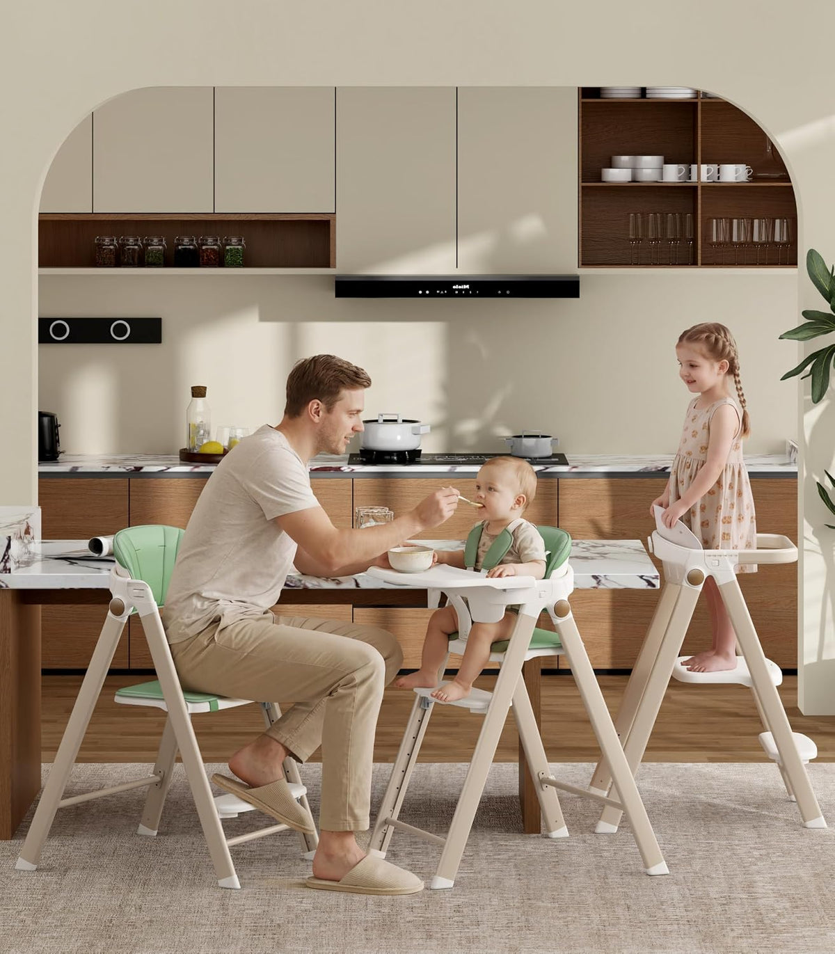 Trona convertible para bebé y torre plegable de pie para niños, ver...