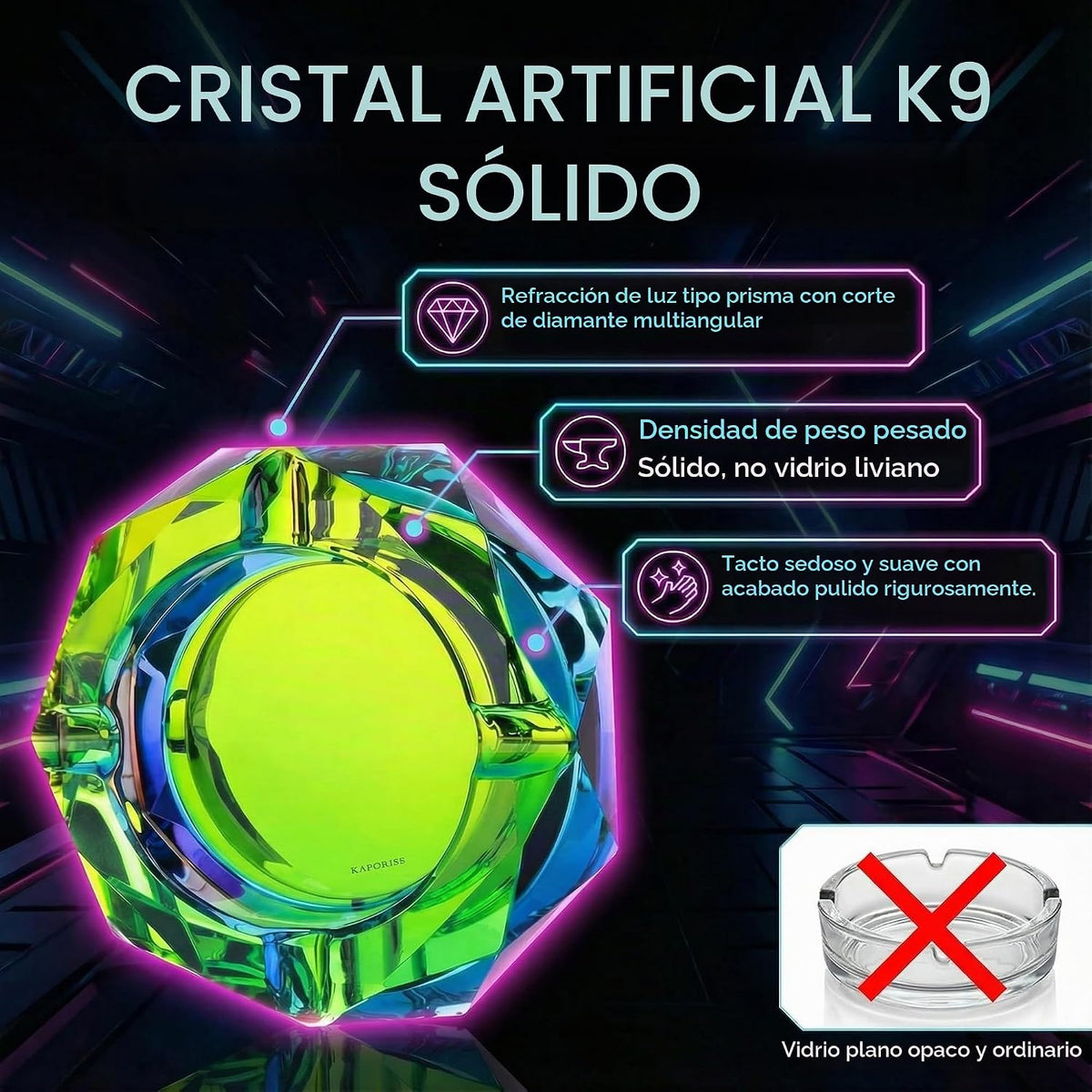Kaforise Cenicero pesado K9 de cristal para cigarrillos \u2013 Eleg...