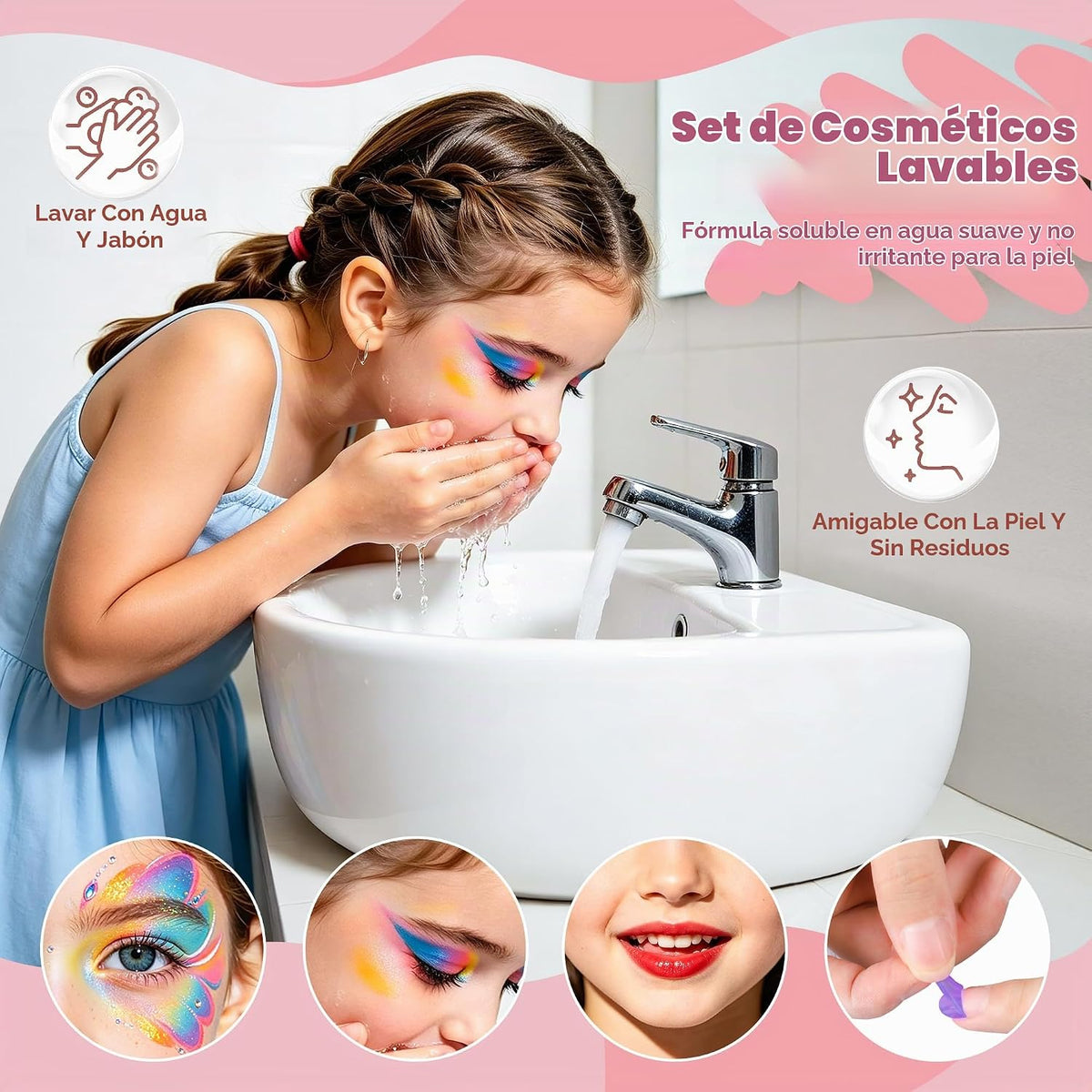 Kit de maquillaje de 59 piezas para niña, estuche de maquillaje lav...