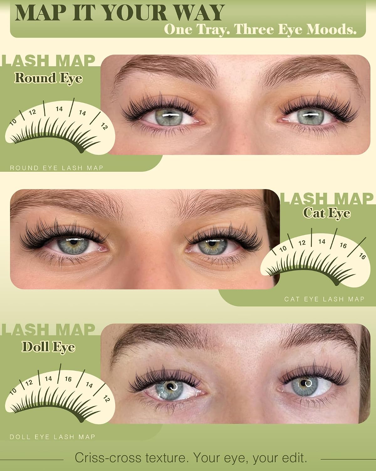 Wispy Racimos de pestañas, extensiones de pestañas individuales cru...