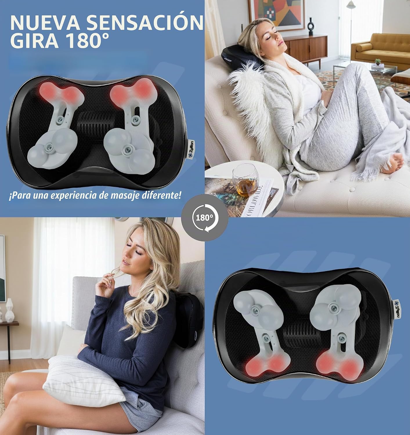 Zyllion ZMA-25 Masajeador de espalda y cuello con calor para alivia...