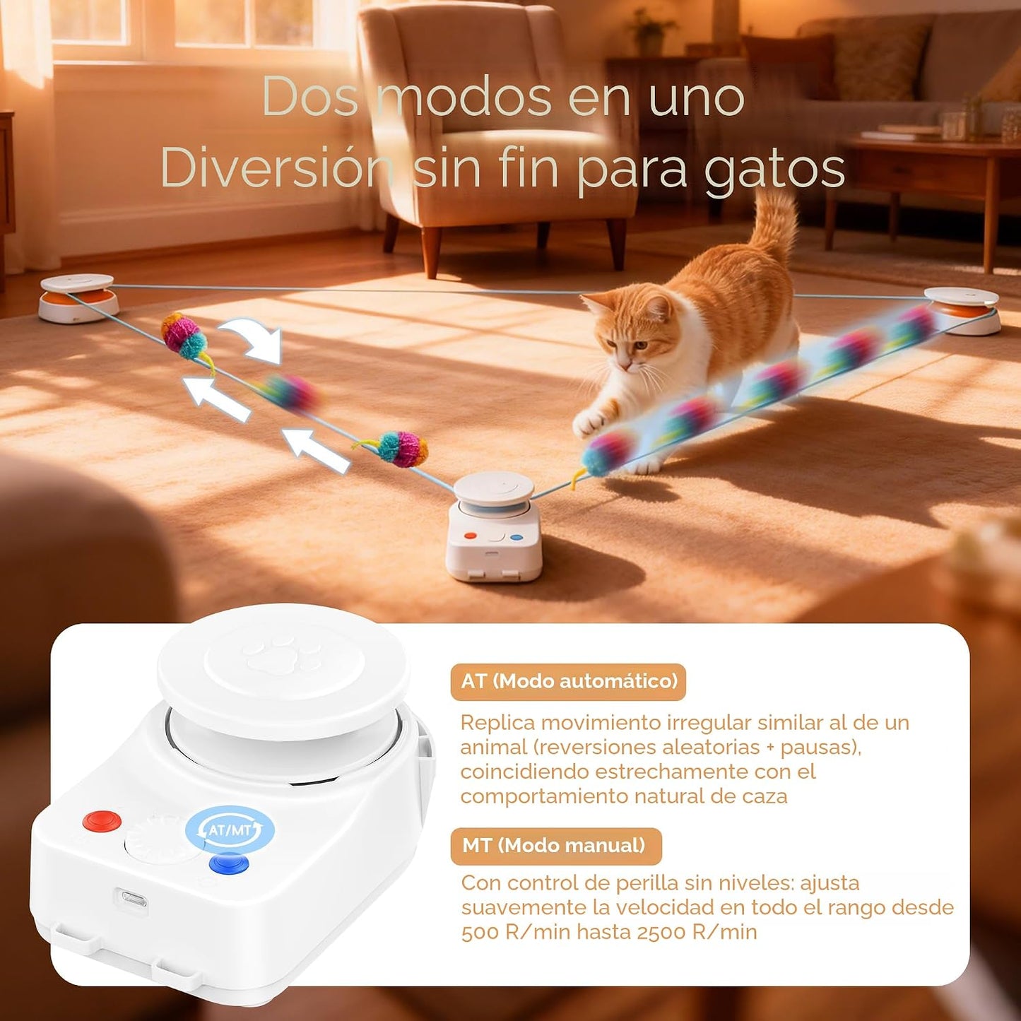 Juguete interactivo para gatos de interior \u2013 Juguete de movimi...