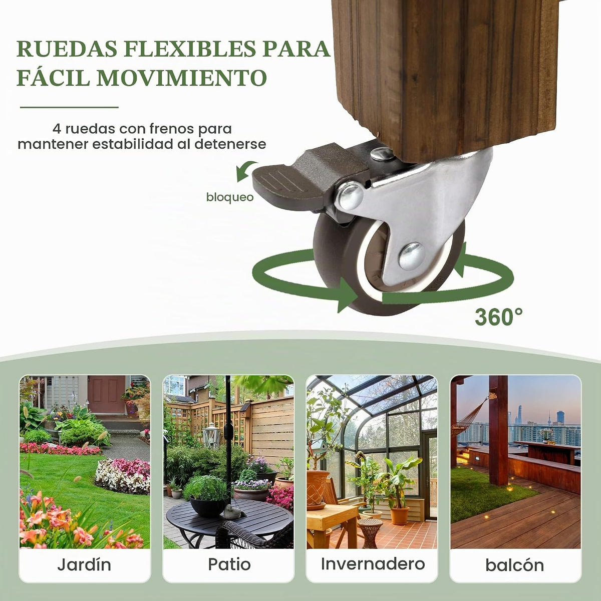 OIPRTGFJ Jardinera elevada de madera de cedro con ruedas de bloqueo...