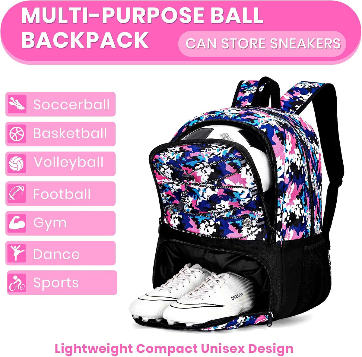 Hsmihair - Mochila de fútbol juvenil - Mochila para fútbol y balonc...