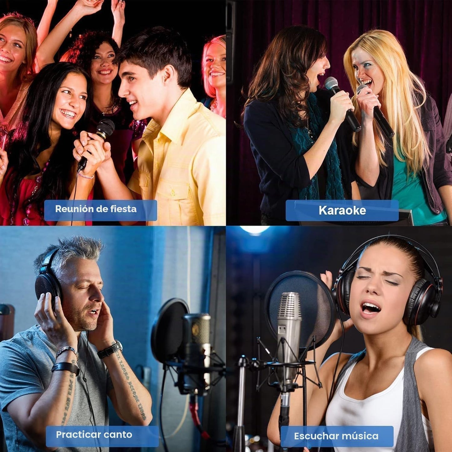 Sistema de mezclador de karaoke de micrófono inalámbrico, micrófono...