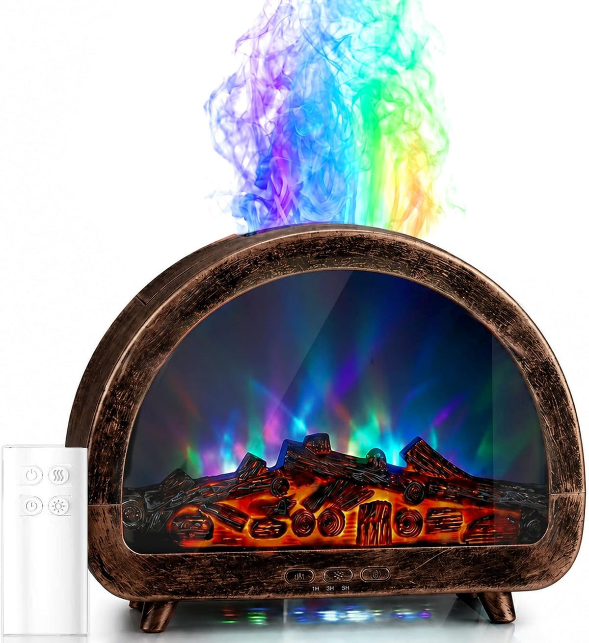 Difusor de aceite esencial para chimenea, 12 colores de llama, humi...