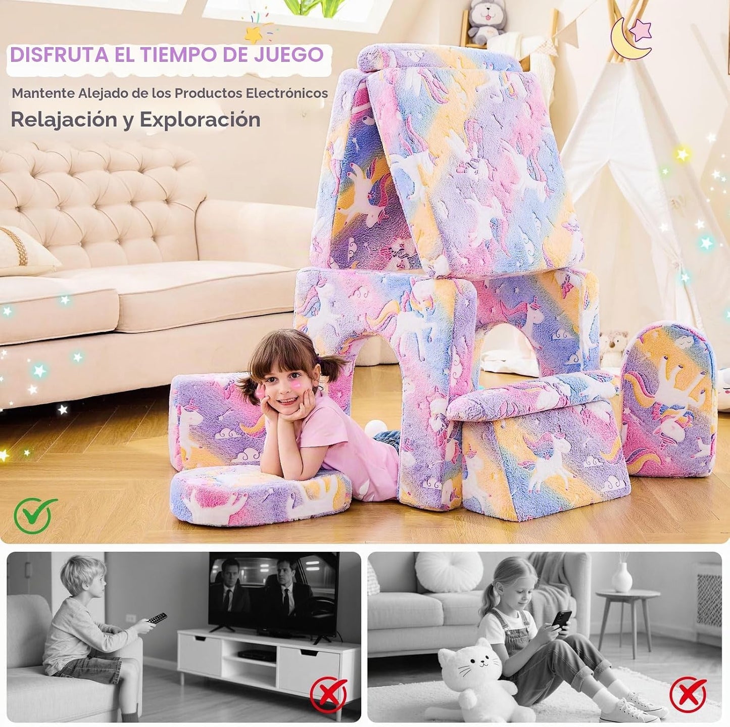 Sofá Modular Infantil de Juego IFNOW, Sofá para Niños Pequeños, Sof...
