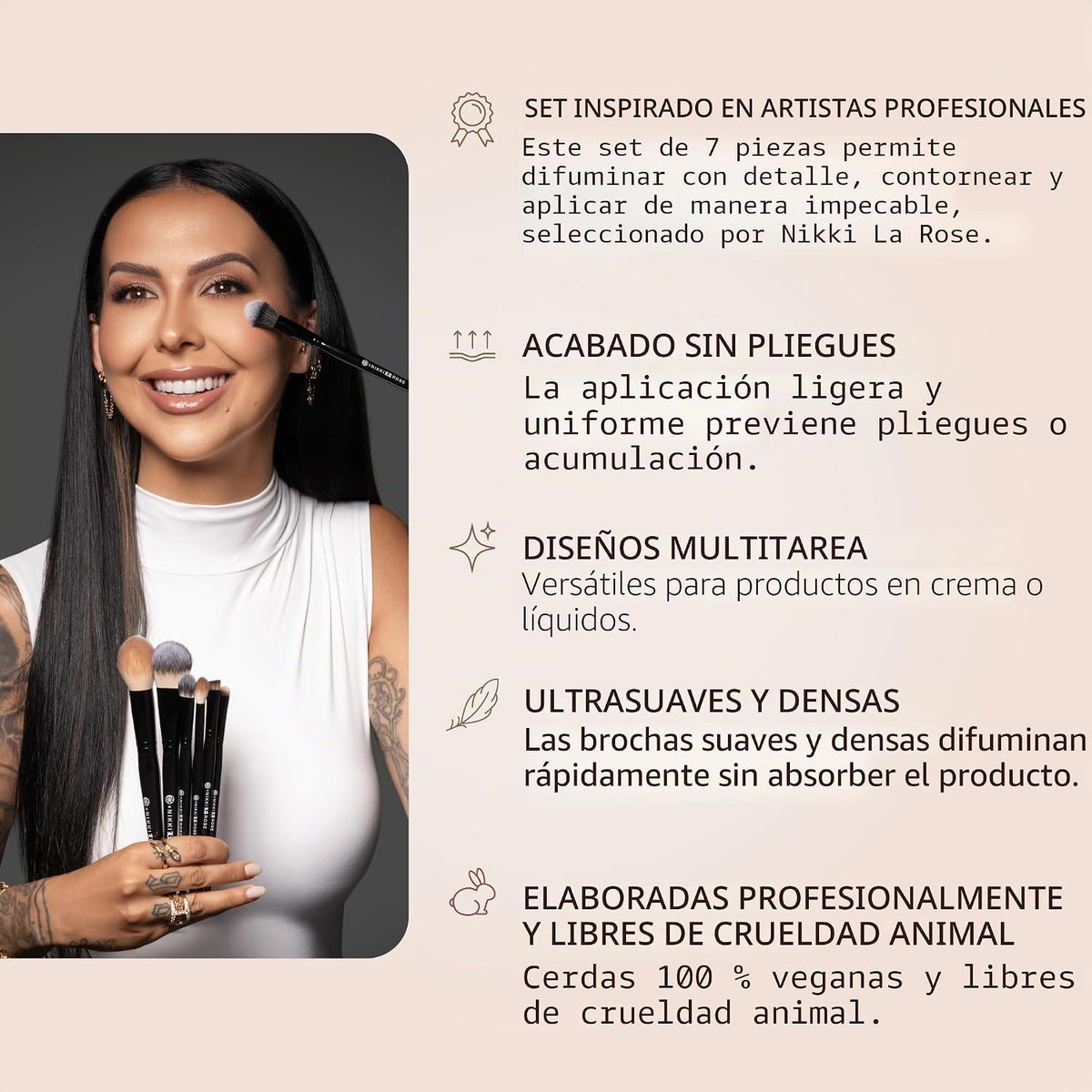 BK BEAUTY - Juego de brochas de maquillaje Nikki La Rose Pro Artist...