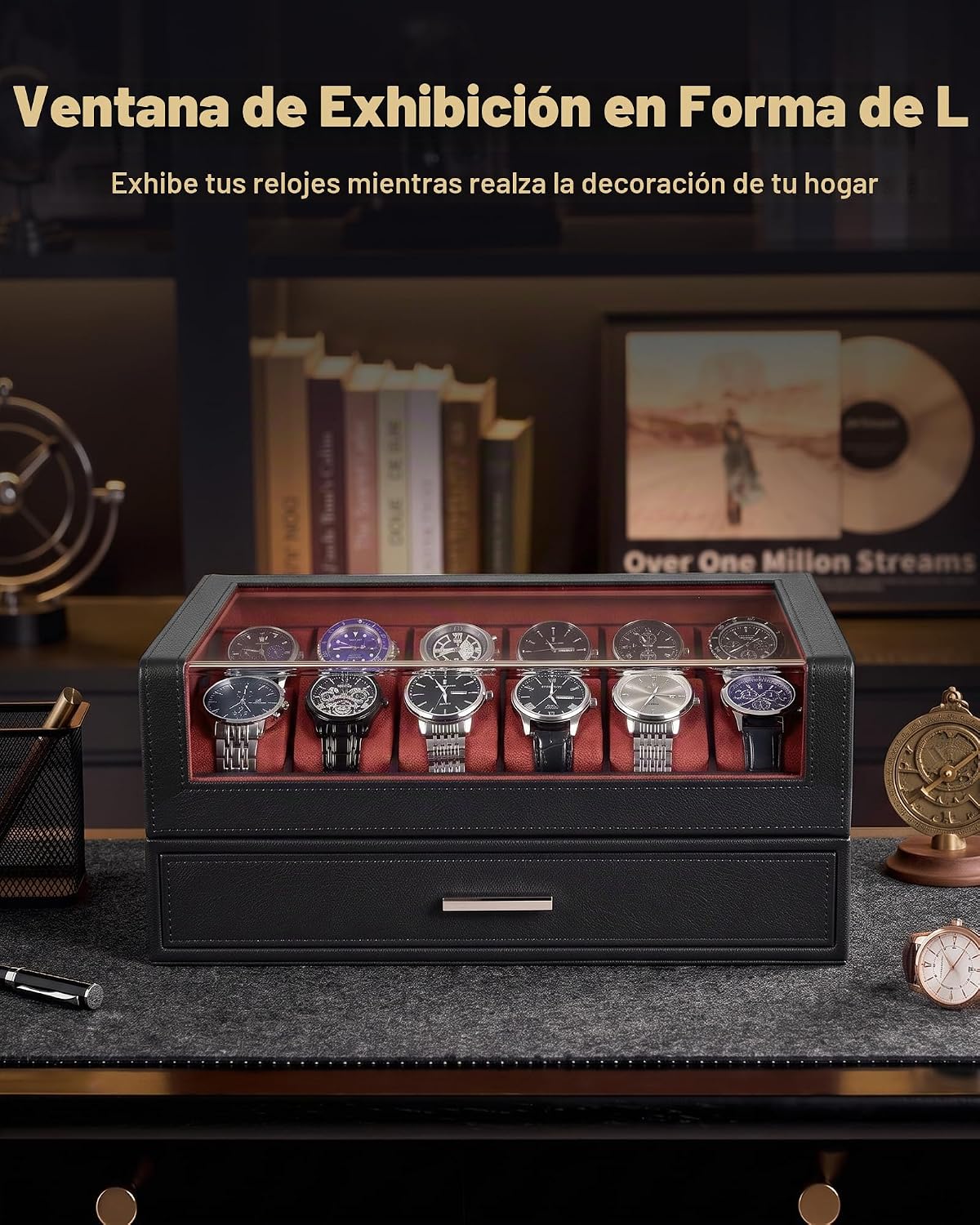 ProCase Caja de reloj para hombre, 12 ranuras para reloj, soporte p...