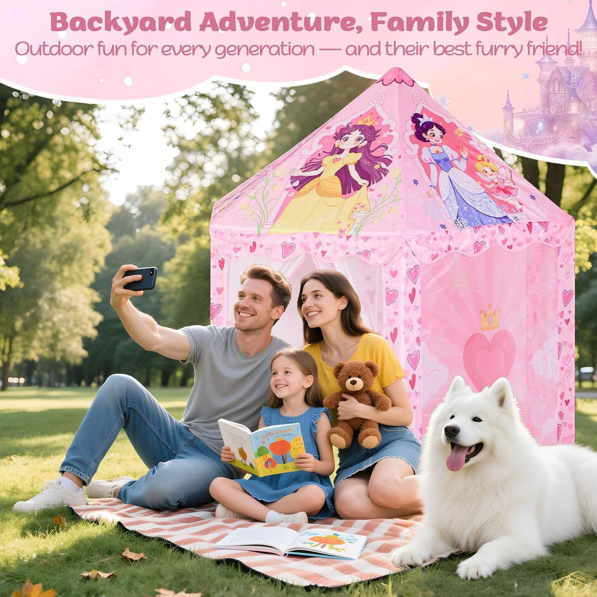 Hamdol Tienda de campaña hexagonal de princesa para niñas, gran cas...