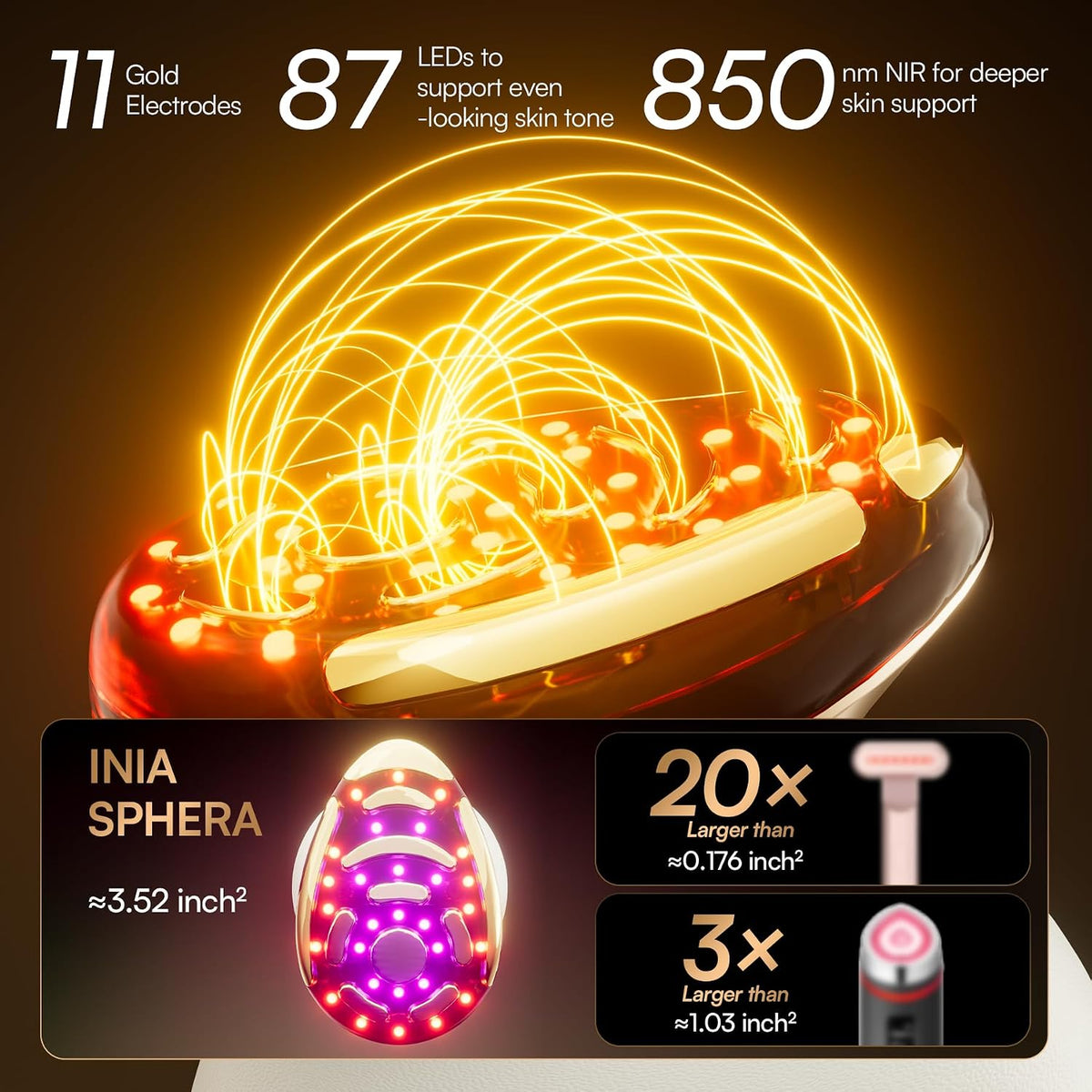 INIA SPHERA - Dispositivo facial de microcorriente 8 en 1 mejorado...