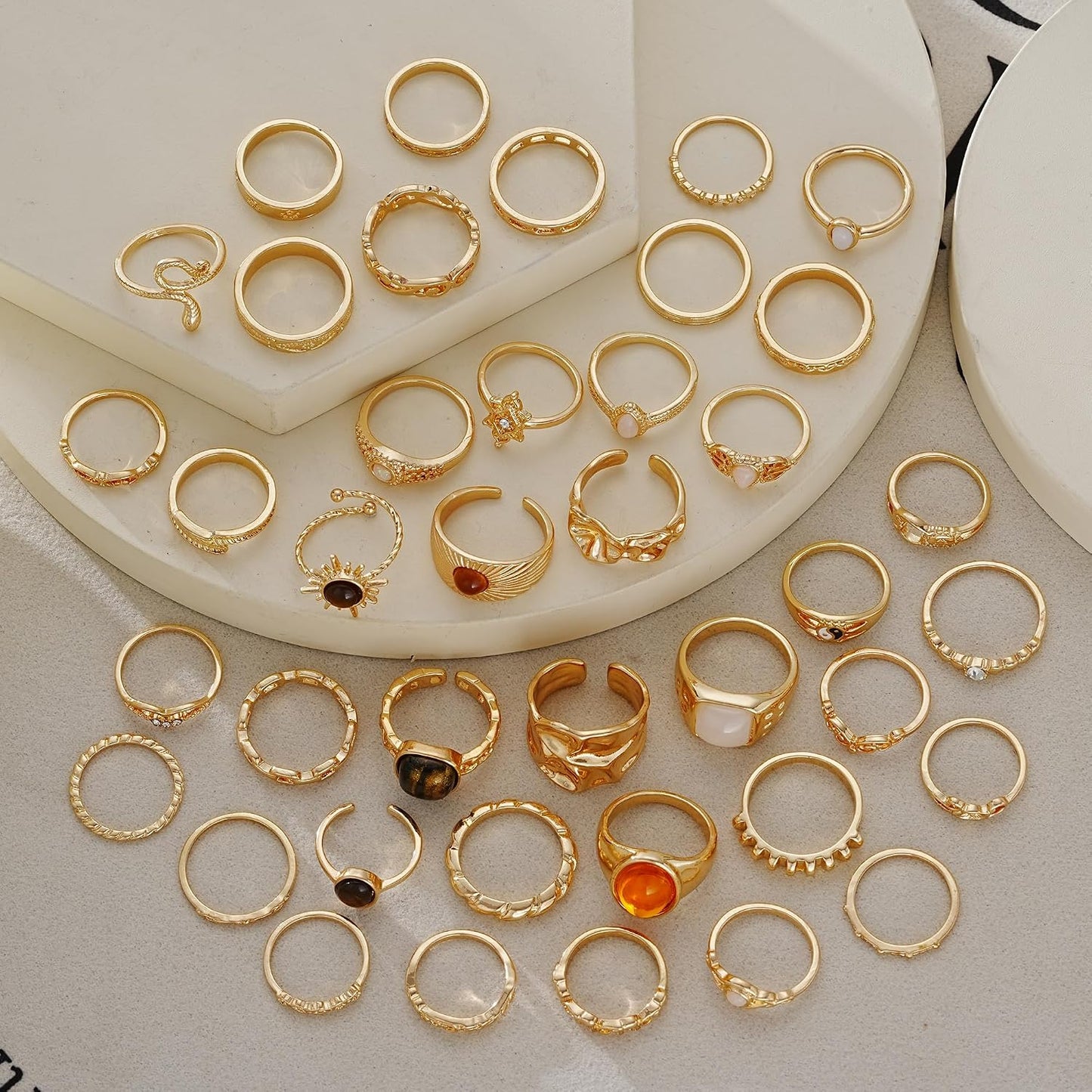 YEEZII Juego de 68 anillos para nudillos, dorados, para mujeres, ap...