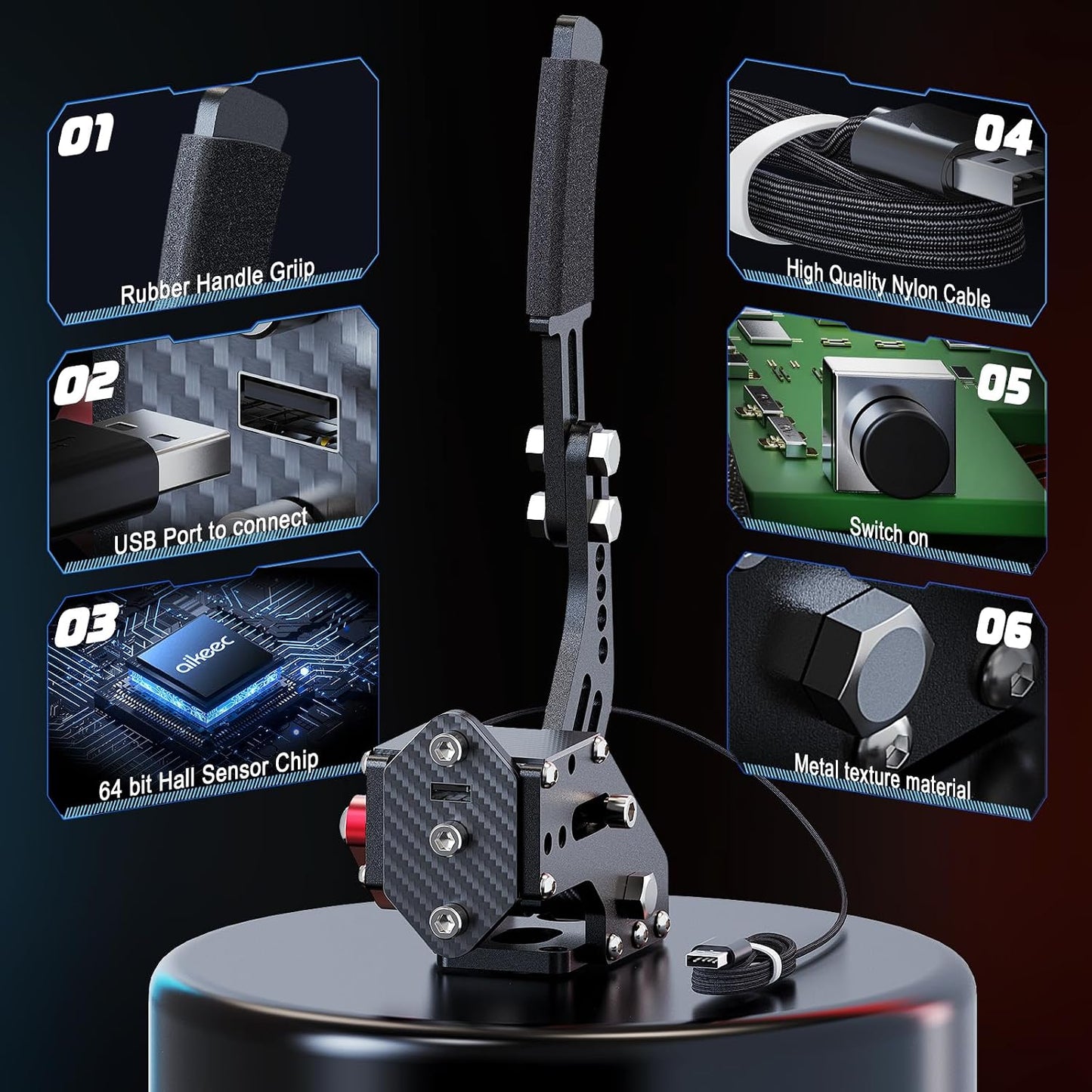 Freno de mano USB aikeec para PS4\/PS5\/PC, G27\/G29\/G920\/T300\/T...