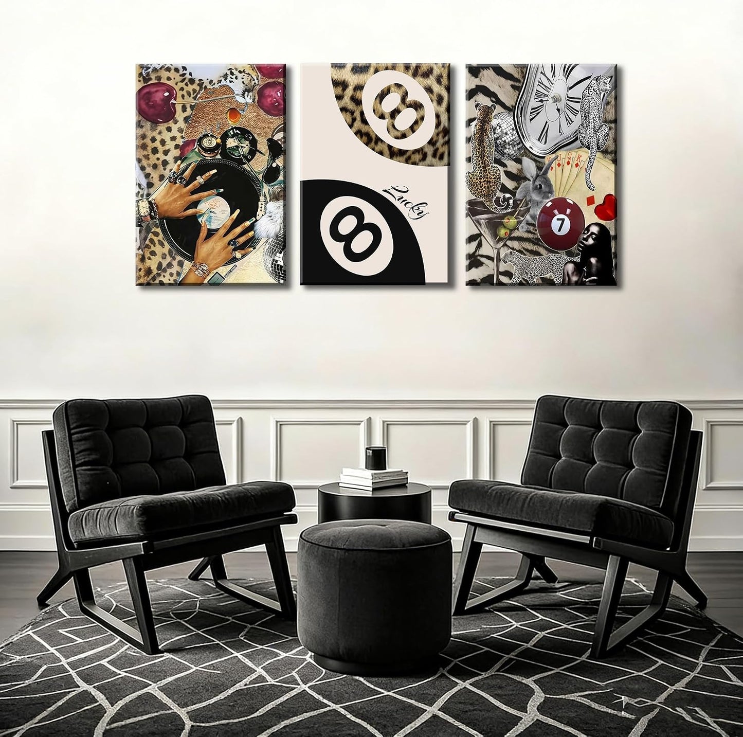 3 piezas de arte de pared de lona con diseño de leopardo moderno, d...