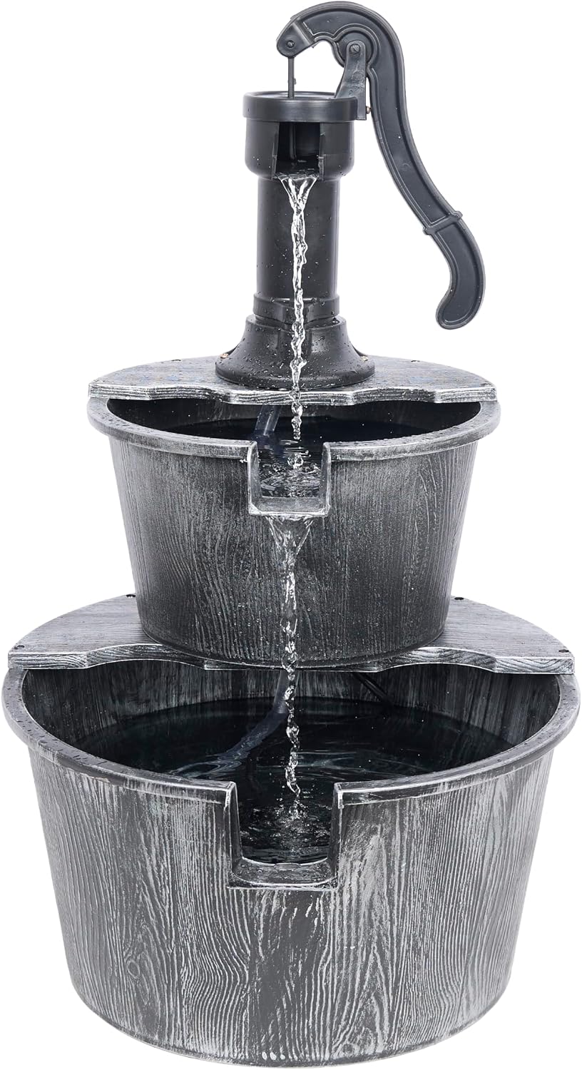 Alpine Corporation Fuente de Agua Rústica para Exteriores de 2 Nive...