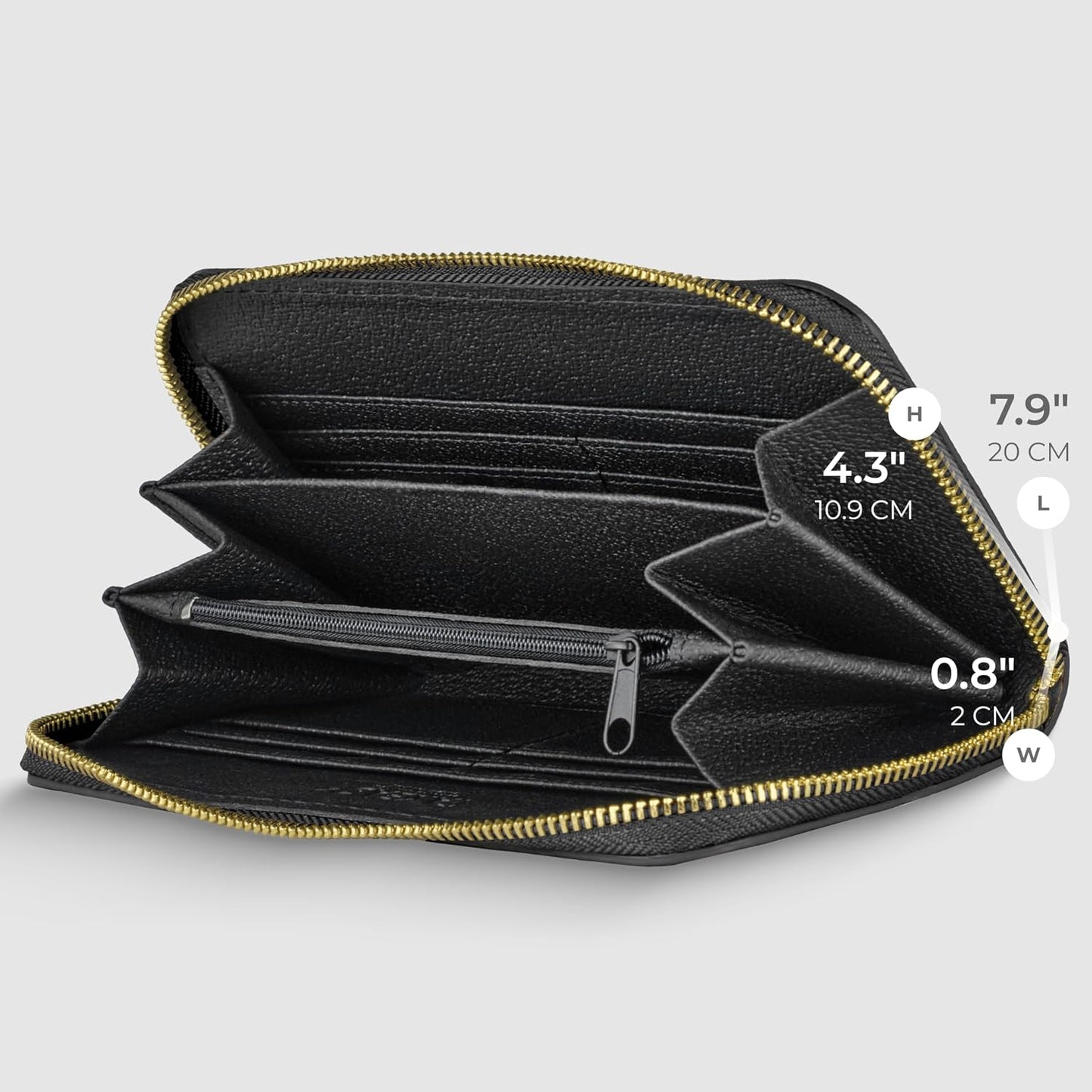 TAKEASY Cartera italiana de piel de becerro auténtica para mujer co...