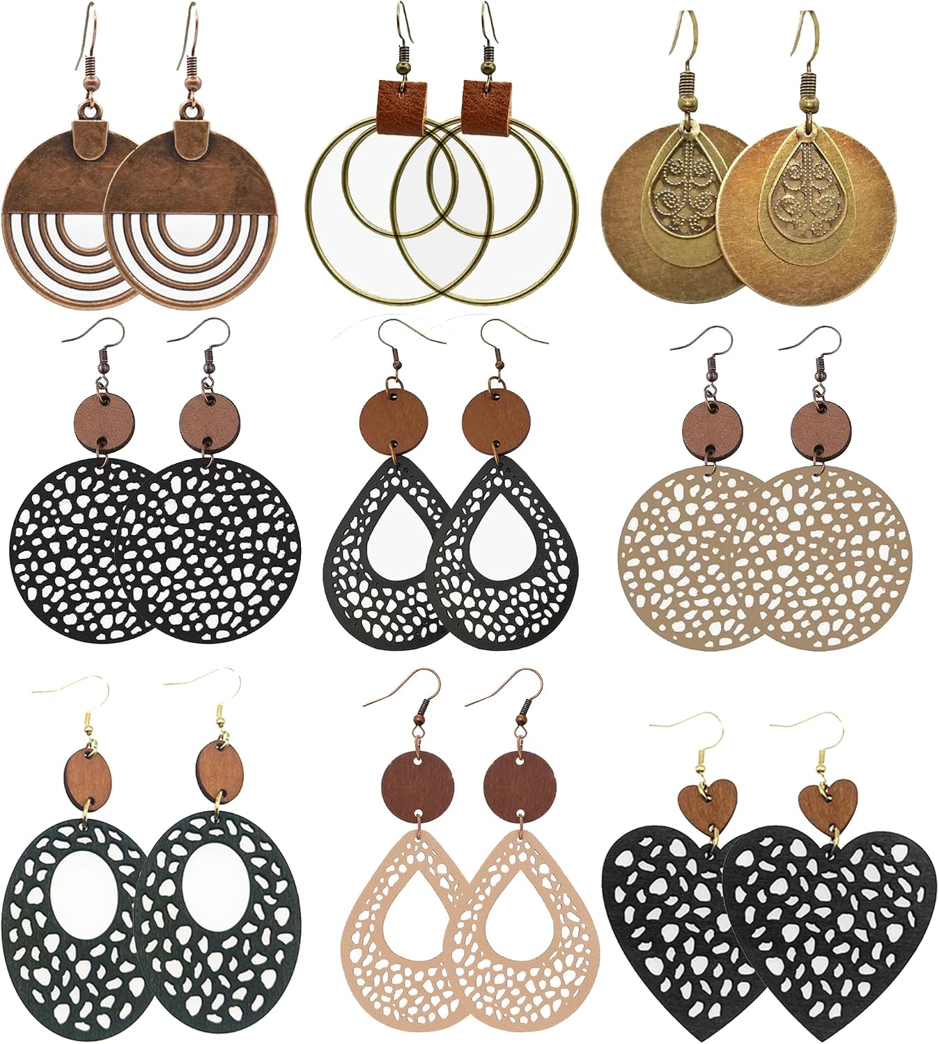 12 Pares de Aretes Colgantes de Cristal Drusa en Forma de Lágrima p...