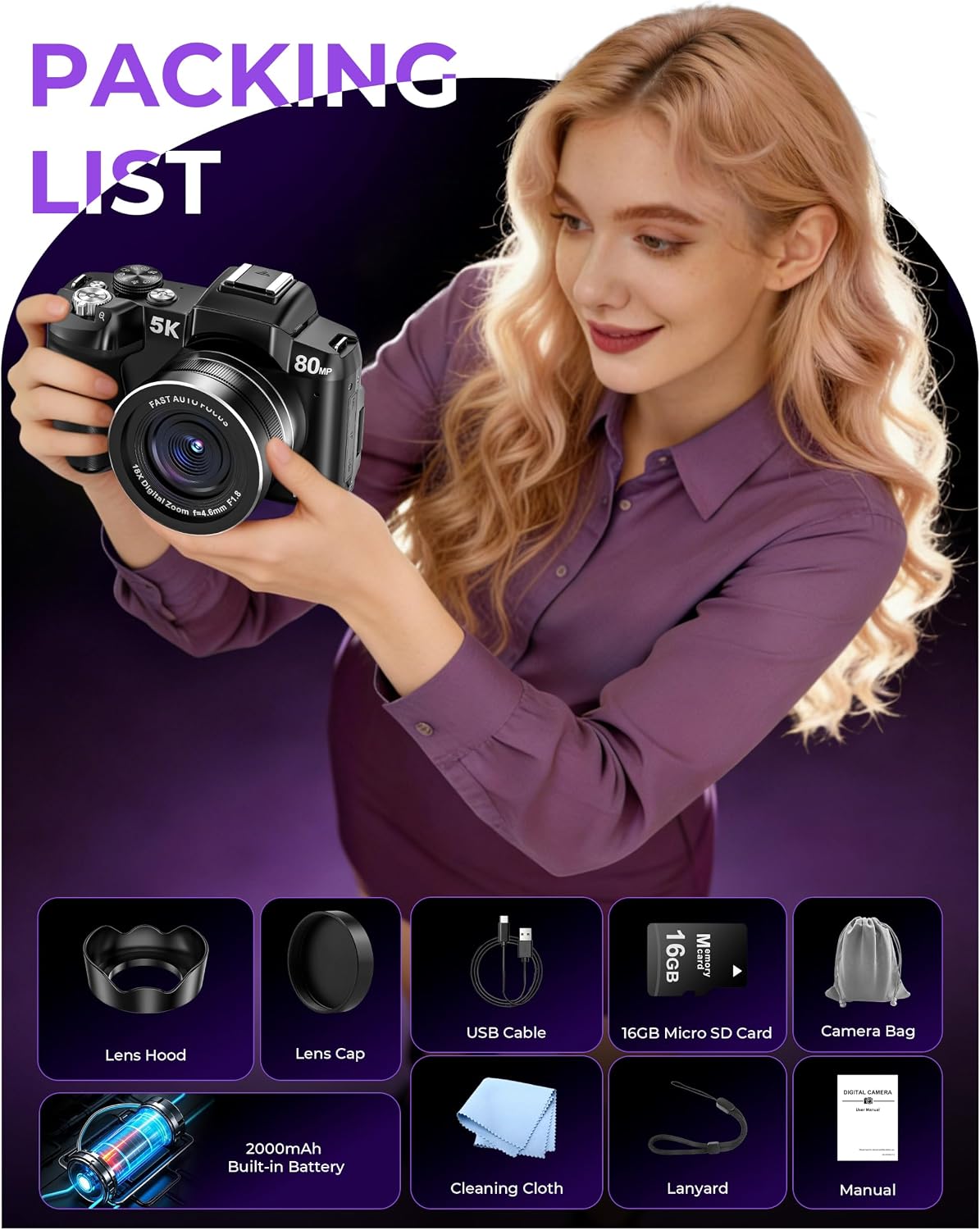 Cámaras digitales 5K para fotografía \u2013 Cámara de vlogging WiFi...