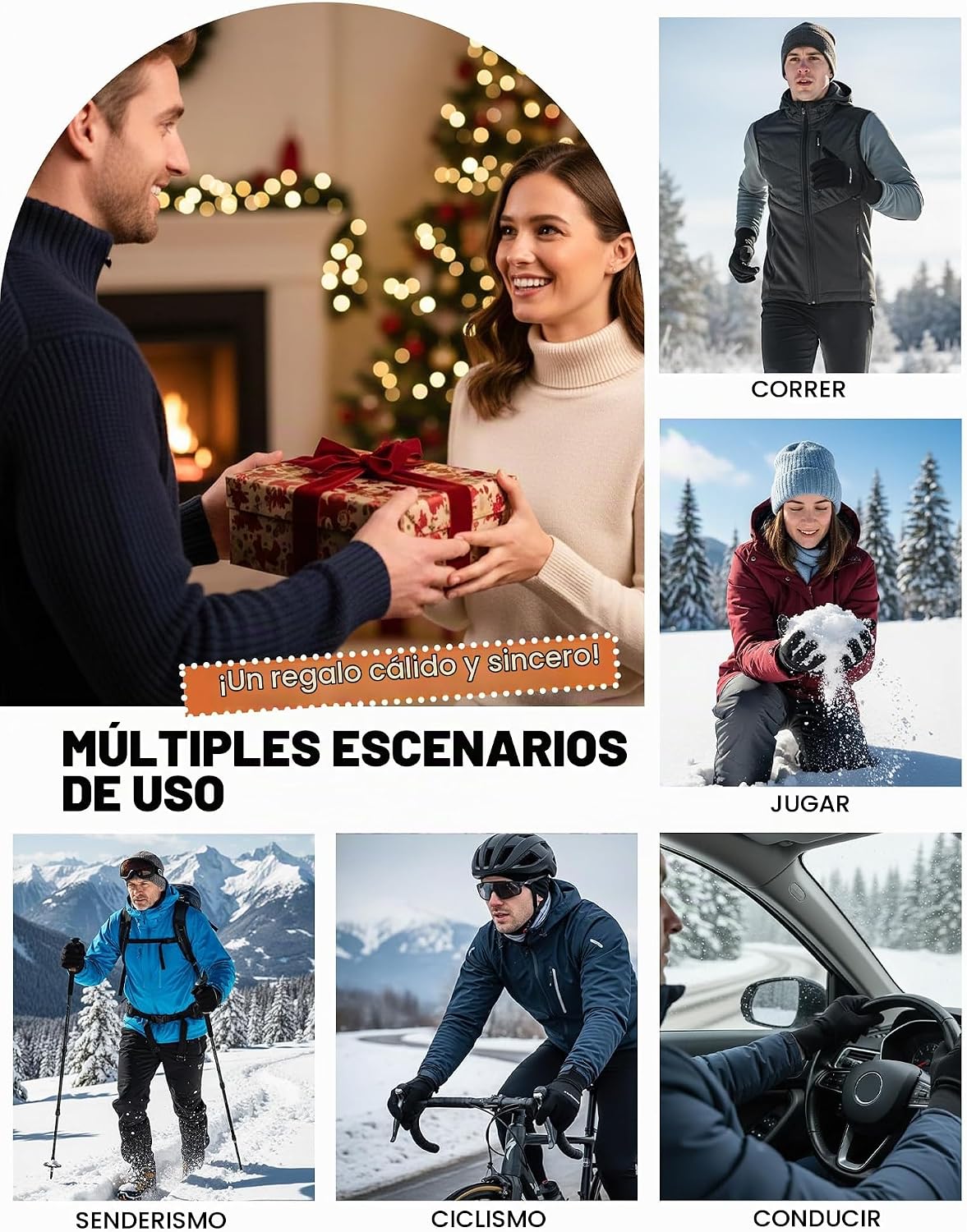 AURUZA Guantes de ciclismo para hombre, para invierno, clima frío,...