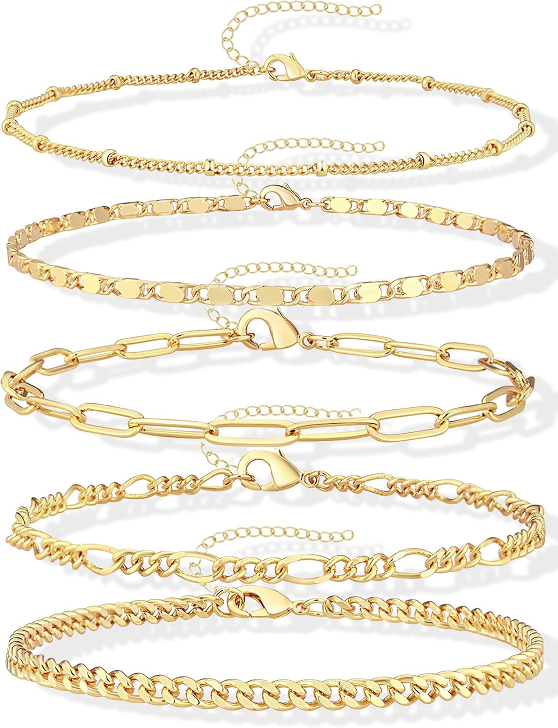 Gokeey Juego de pulseras de oro para mujer, no se deslustran, moder...