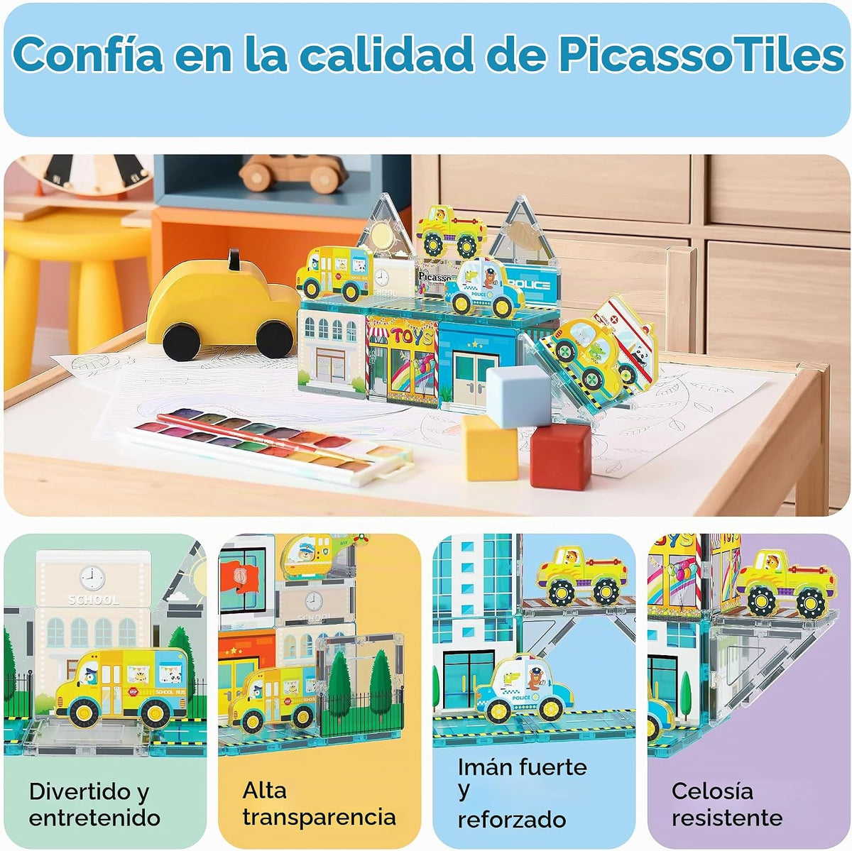 PicassoTiles Bloques de Construcción de Azulejos Magnéticos Conjunt...