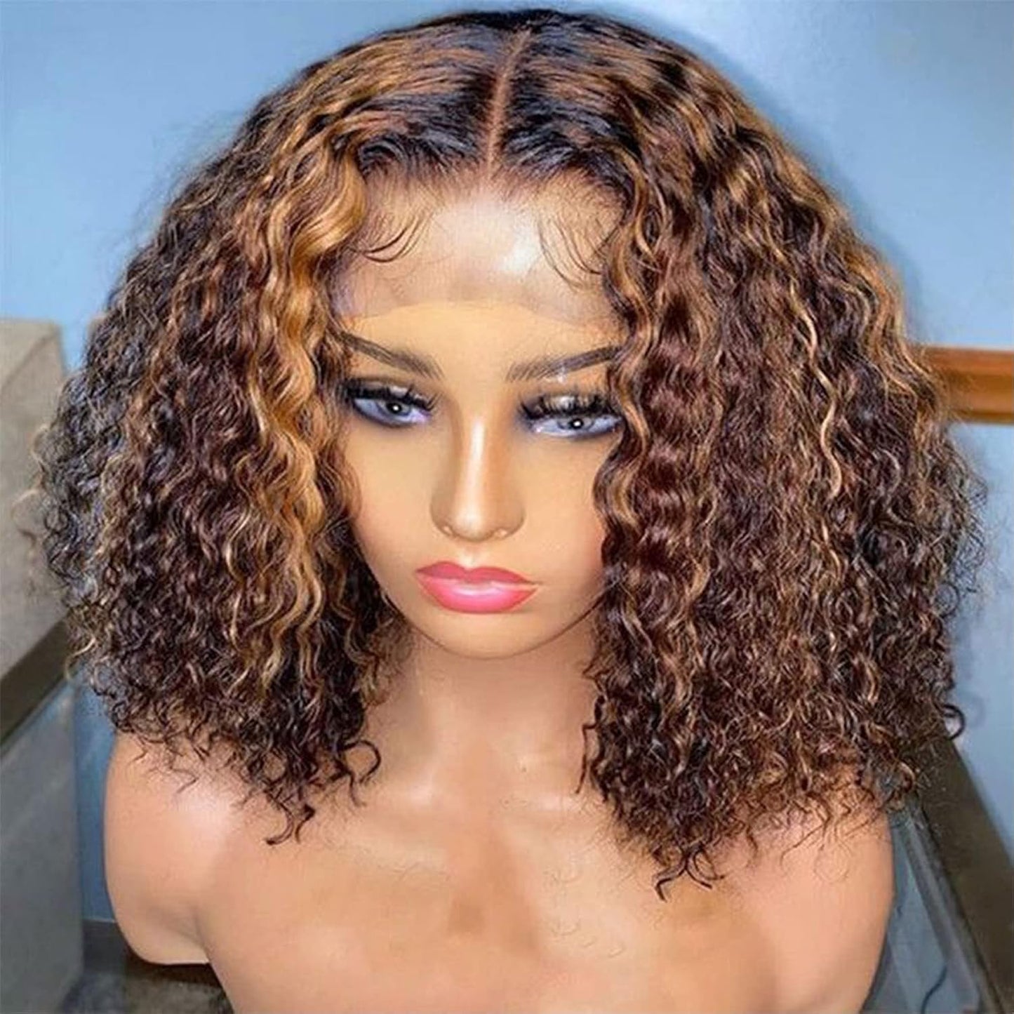 Venice Pelucas de cabello humano virgen rizado con encaje frontal d...