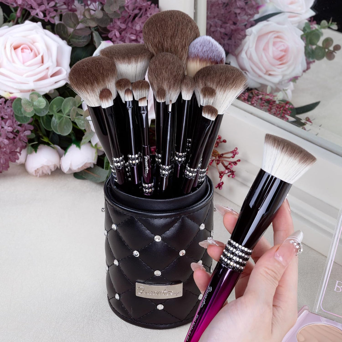 Bueart Design Juego de 16 brochas de maquillaje ultra suaves con so...
