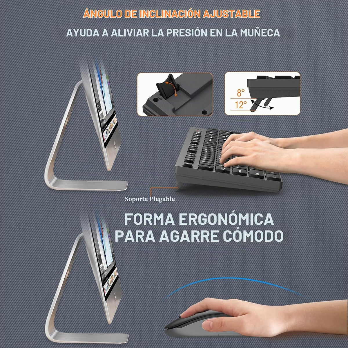 Combo de teclado y mouse inalámbrico, EDJO, teclado y mouse USB ina...