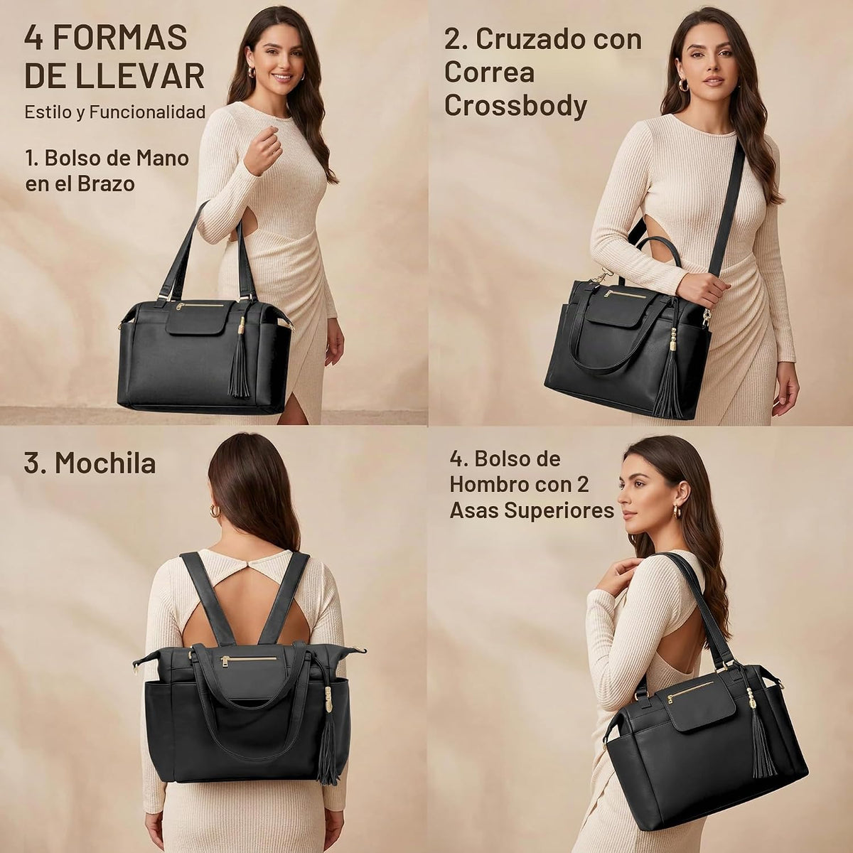 Omanmoli - Bolsa de pañales de cuero para pañales, mochila grande p...
