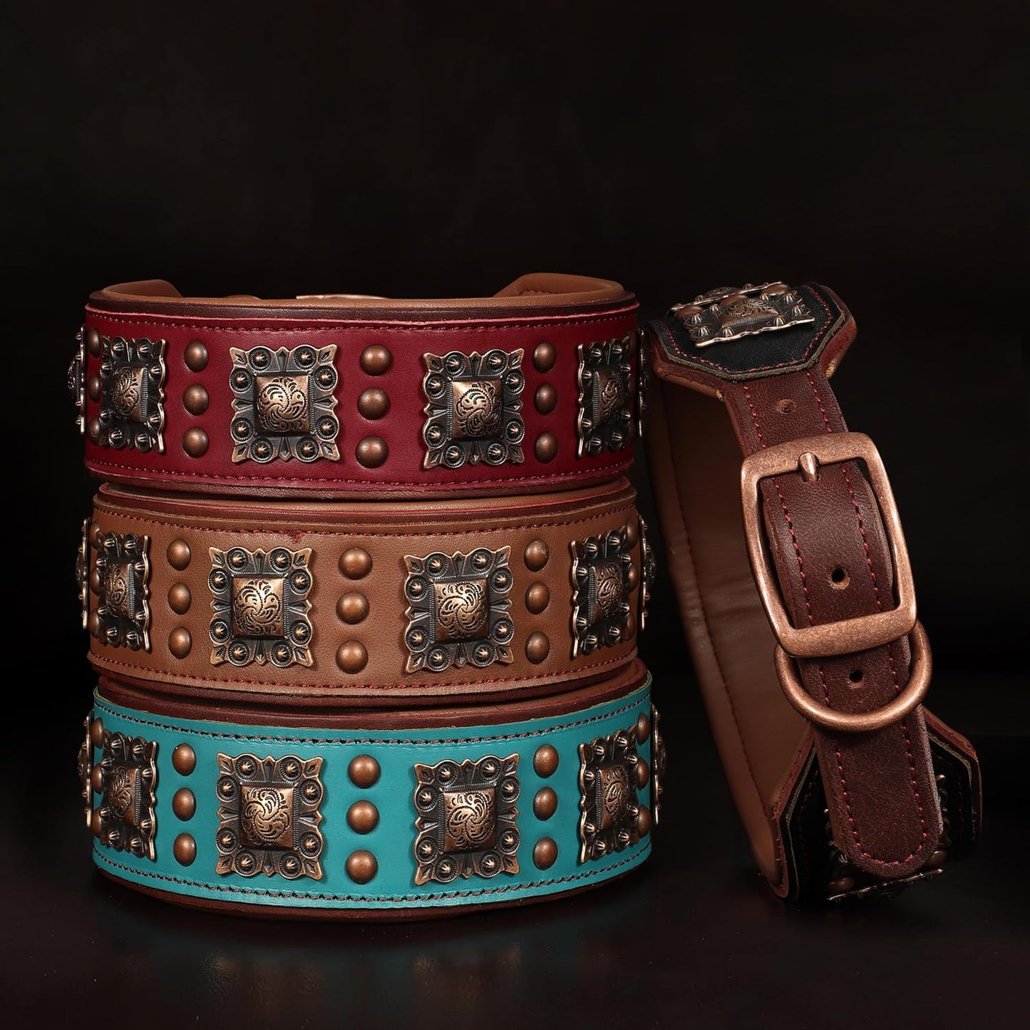 PET ARTIST Collar de perro de cuero acolchado mejorado, collares de...