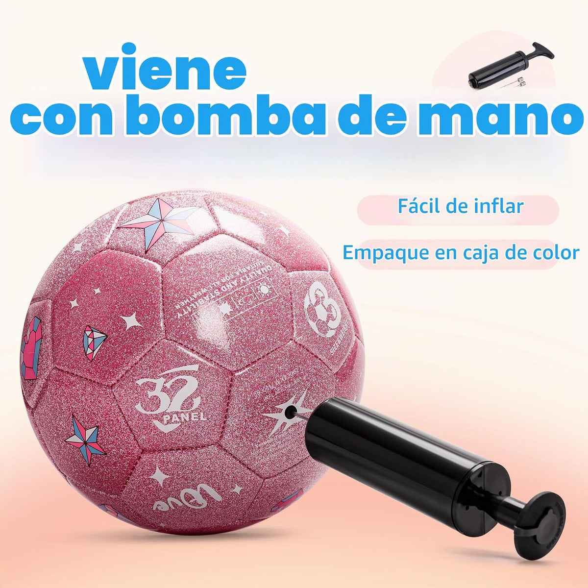 Balón de fútbol tamaño 4, tamaño 3, tamaño 2 con bomba desinflada,...