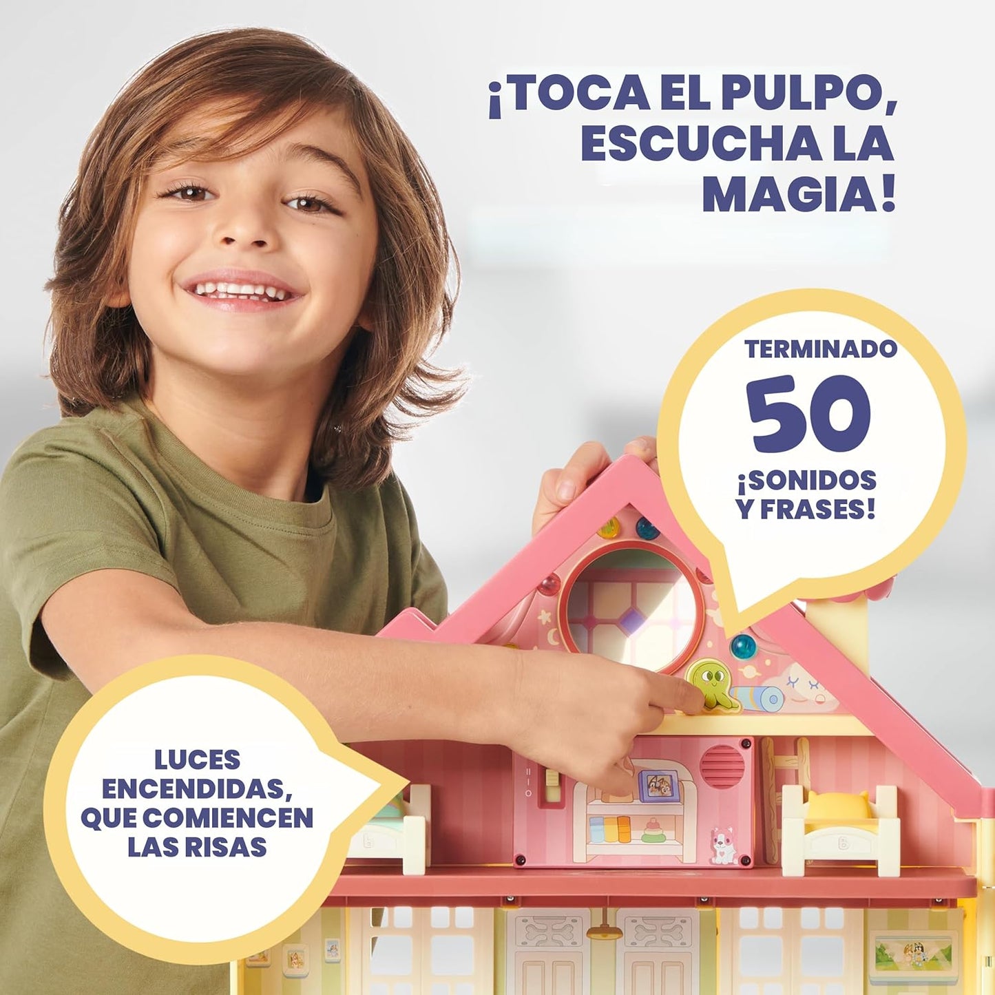 Bluey XL House Playset, luces interactivas, sonidos y pista de bail...
