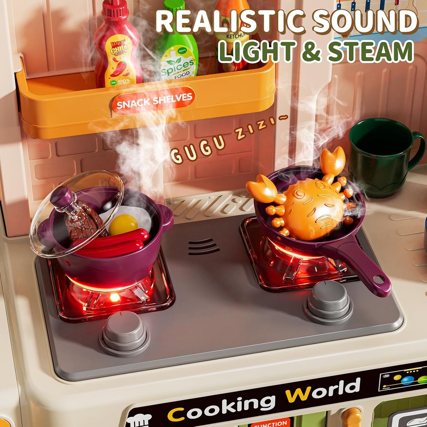 Juego de cocina para niños, 31.5 pulgadas, 73 piezas, cocina de jue...