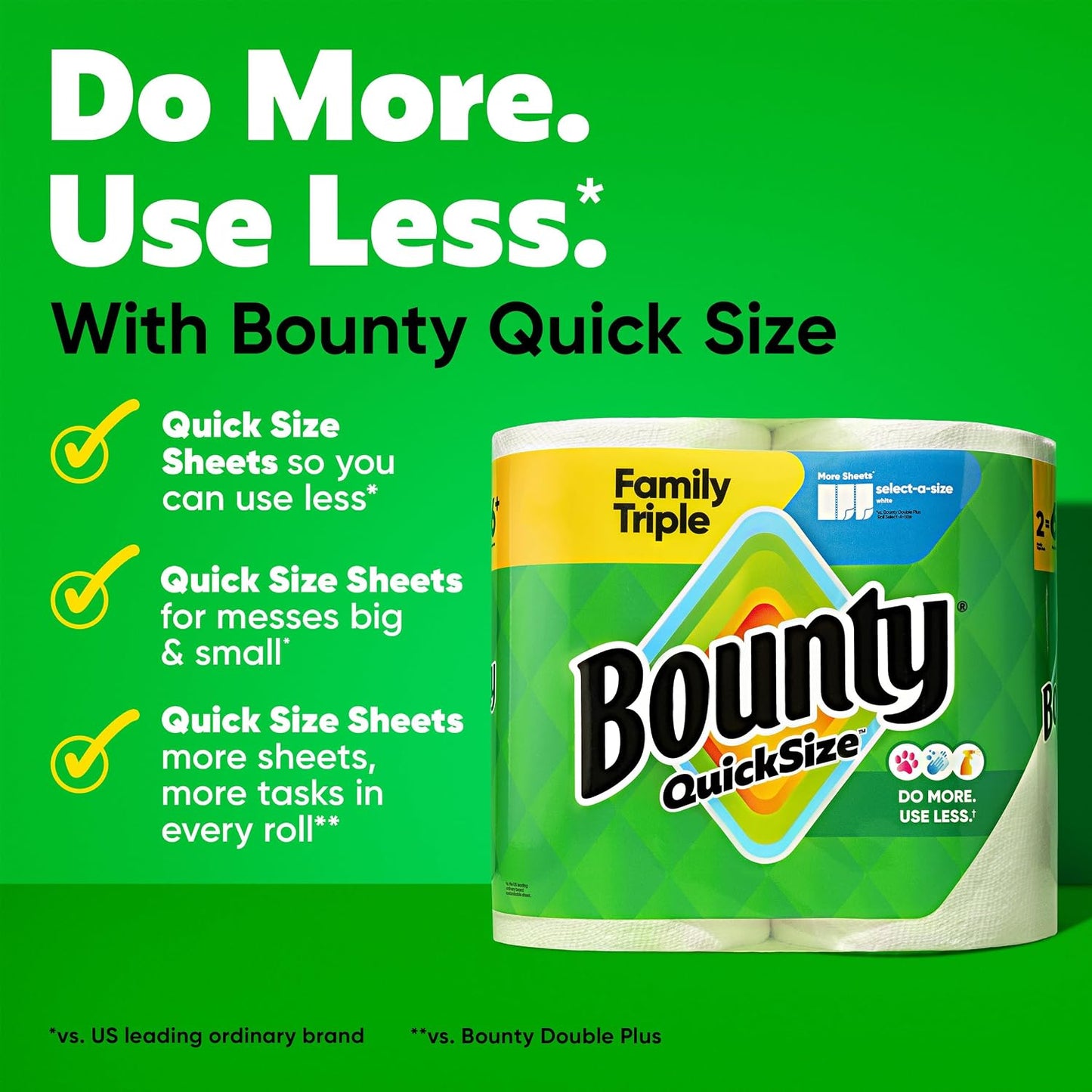 Bounty Toallas de papel de tamaño rápido, color blanco, 12 rollos t...