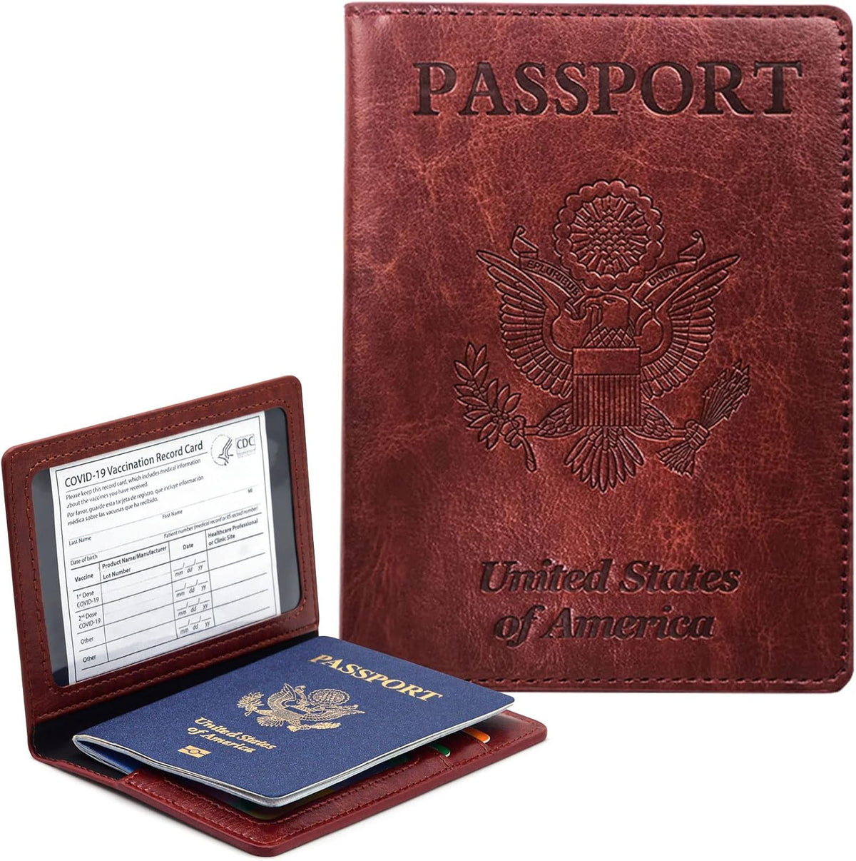 Funda para pasaporte con bloqueo RFID de piel, cartera con ranura p...
