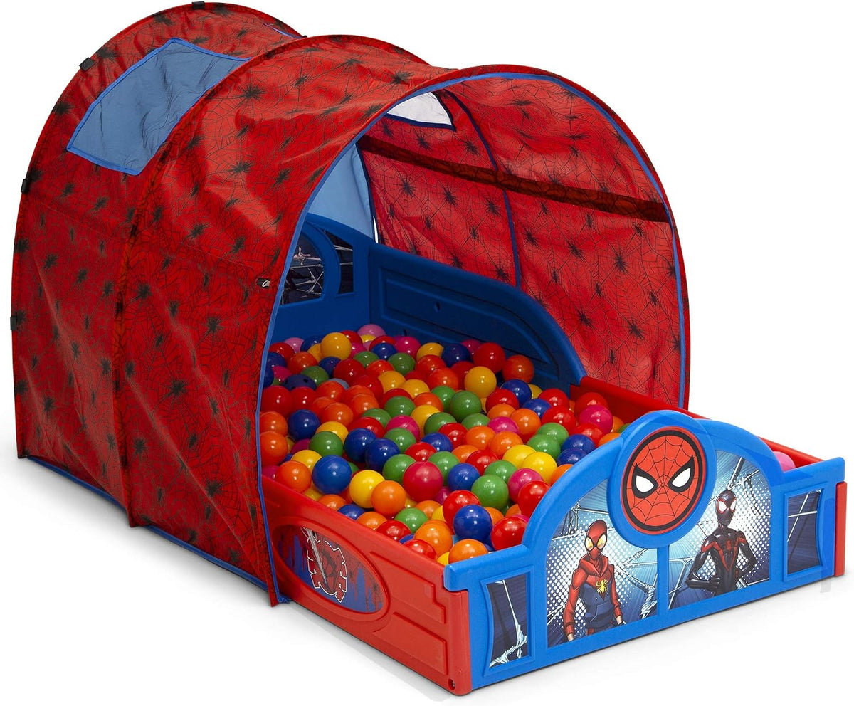Cama para dormir y jugar Marvel Spider Man para niños pequeños con...