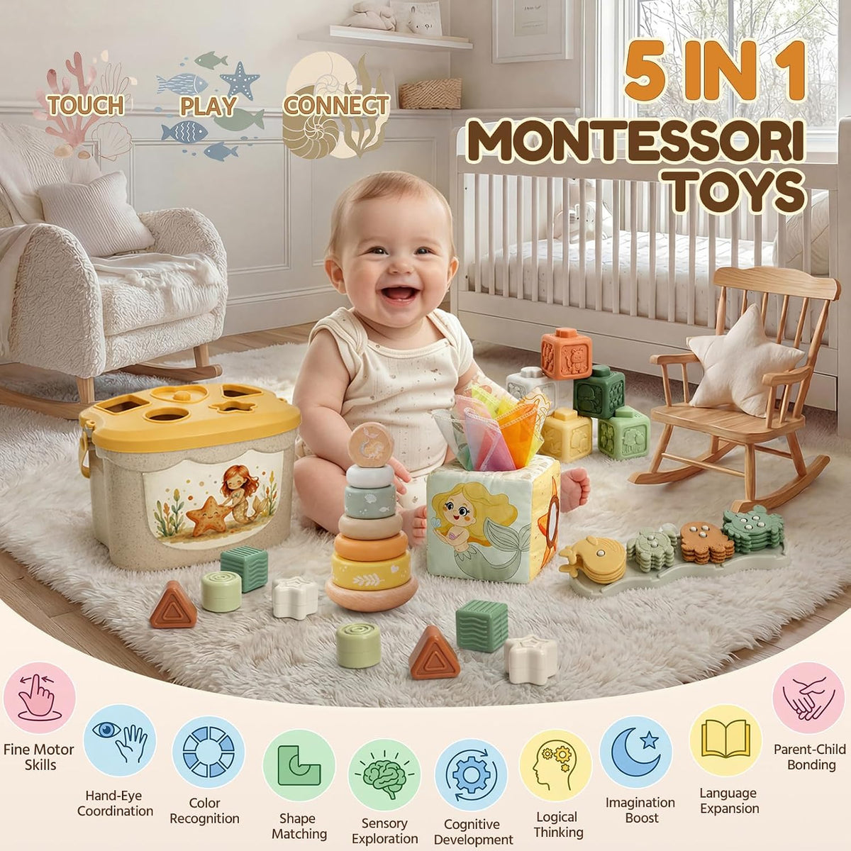 FEBALHS Juguetes para bebés de 6 a 12 meses, juguetes Montessori pa...