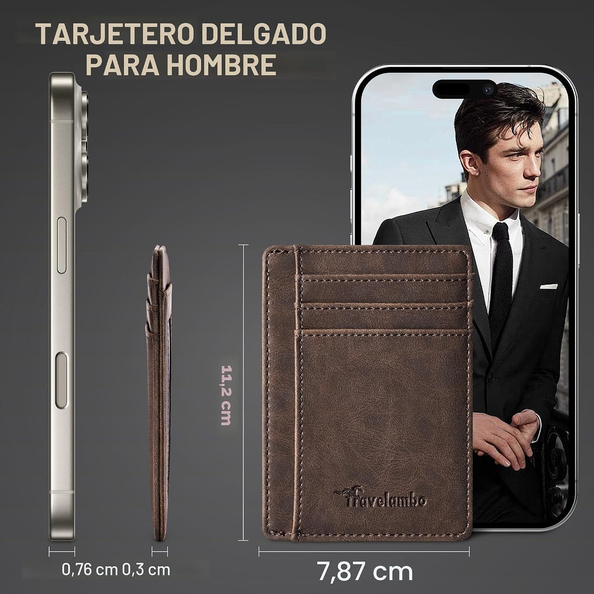 Travelambo Billetera delgada con bolsillo delantero y clip para el...