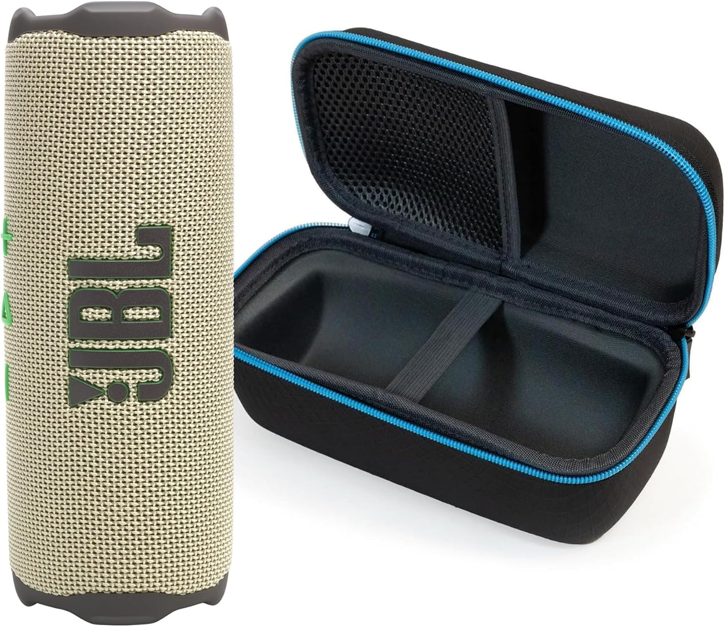 JBL Flip 7 (Azul) + Paquete con funda protectora rígida divvi! (Negro)