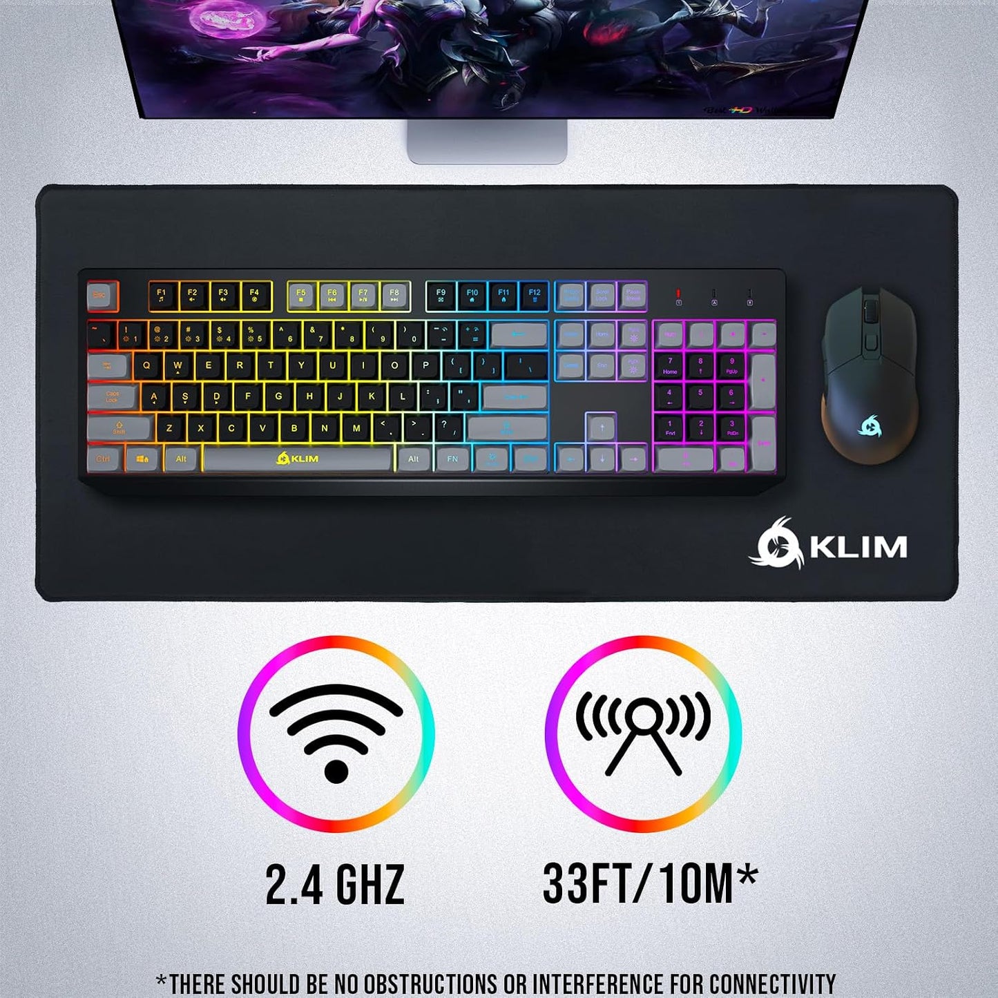 Teclado inalámbrico KLIM Chroma \u2013 RGB retroiluminado para jueg...