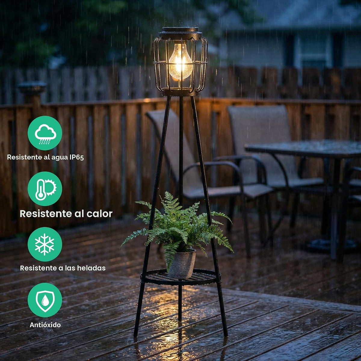 VISFLAIR Paquete de 2 lámparas solares con soporte para plantas, lá...