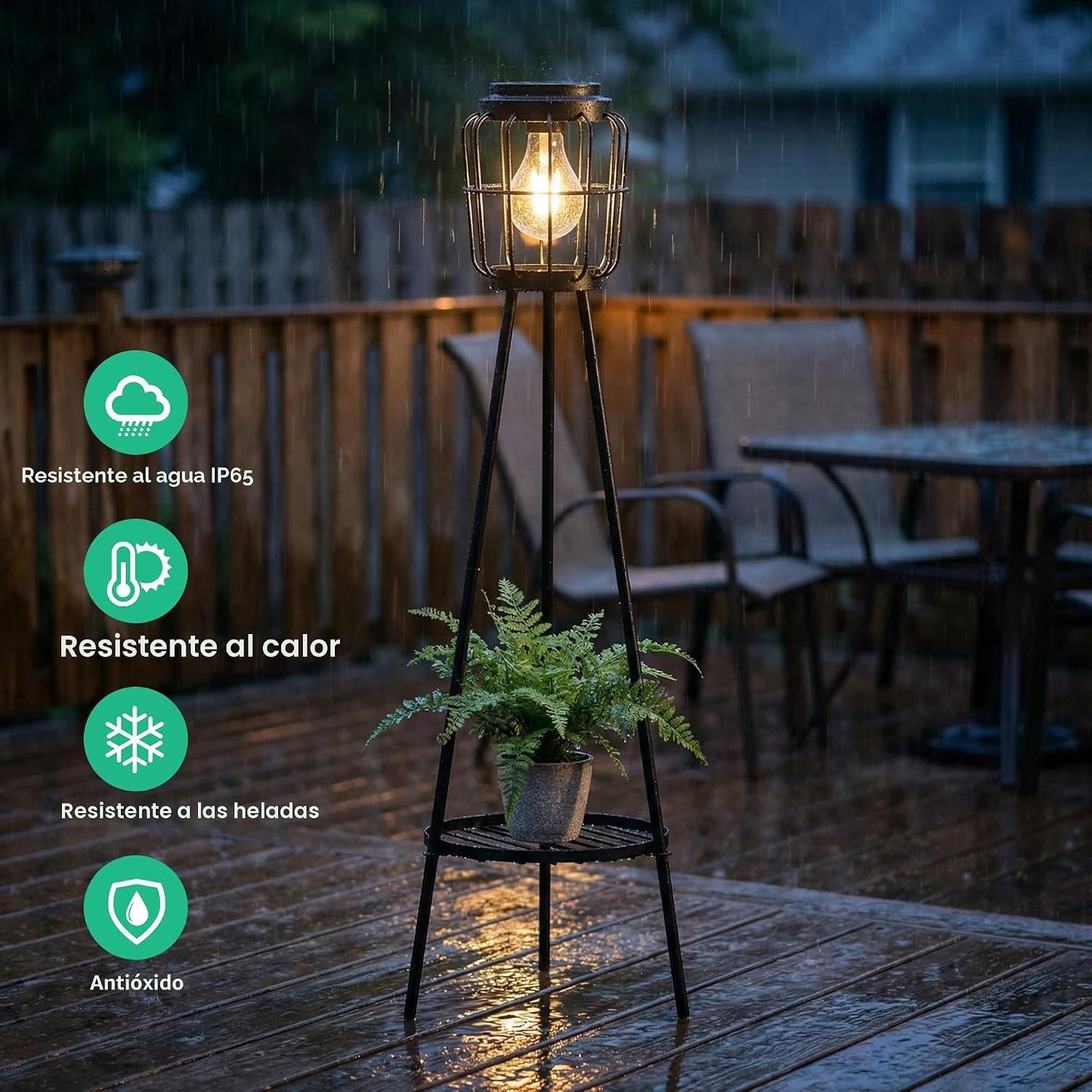 VISFLAIR Luces solares con soporte para plantas, lámpara de pie par...