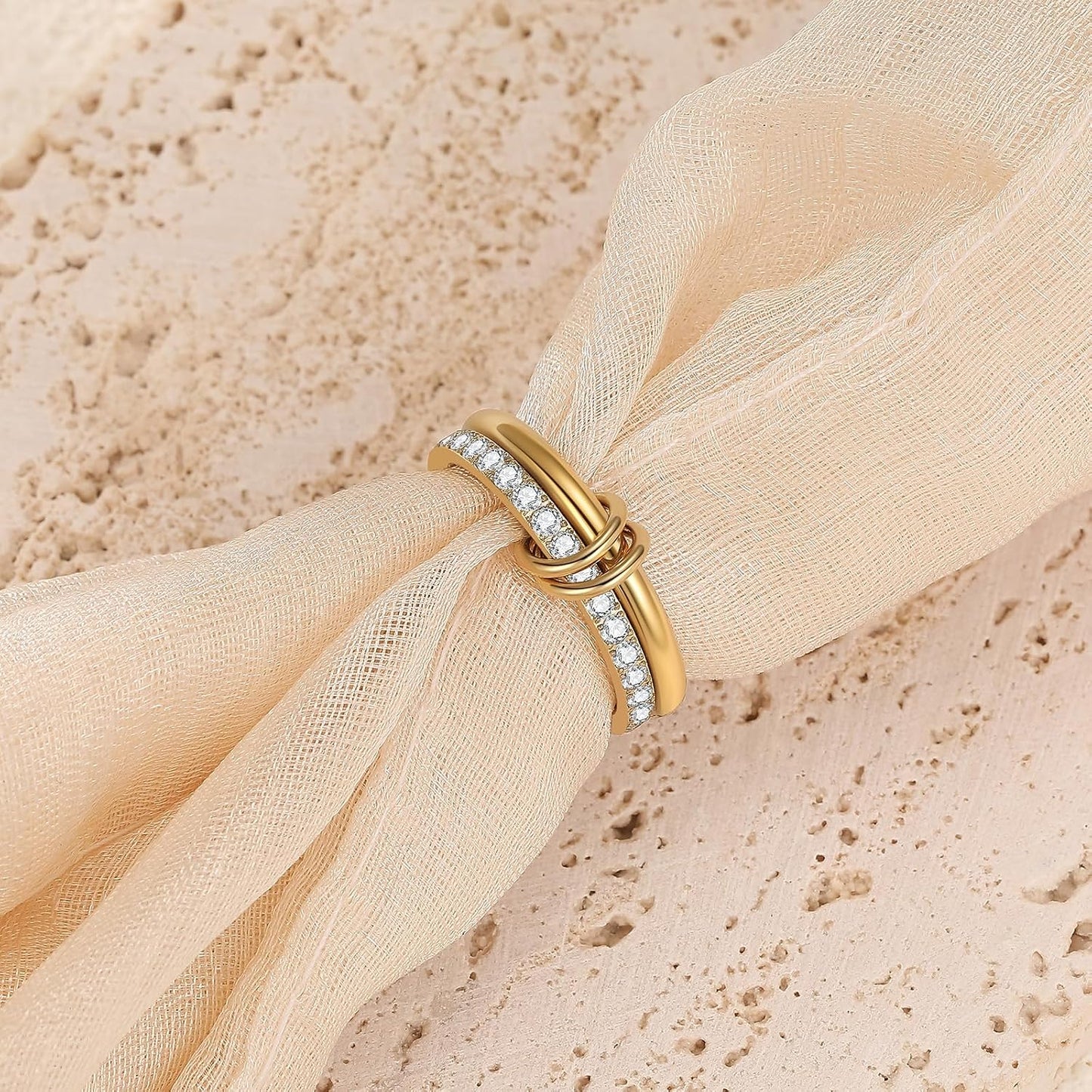 PDWZNBA Anillos apilables chapados en oro de 18 quilates para mujer...