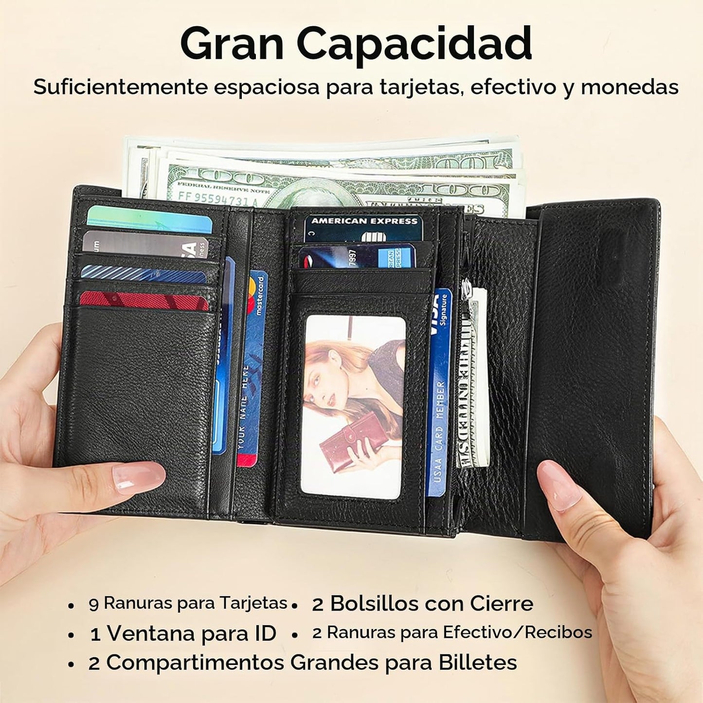 DAMAIKE Cartera de cuero encerado con aceite para mujer, cocodrilo...