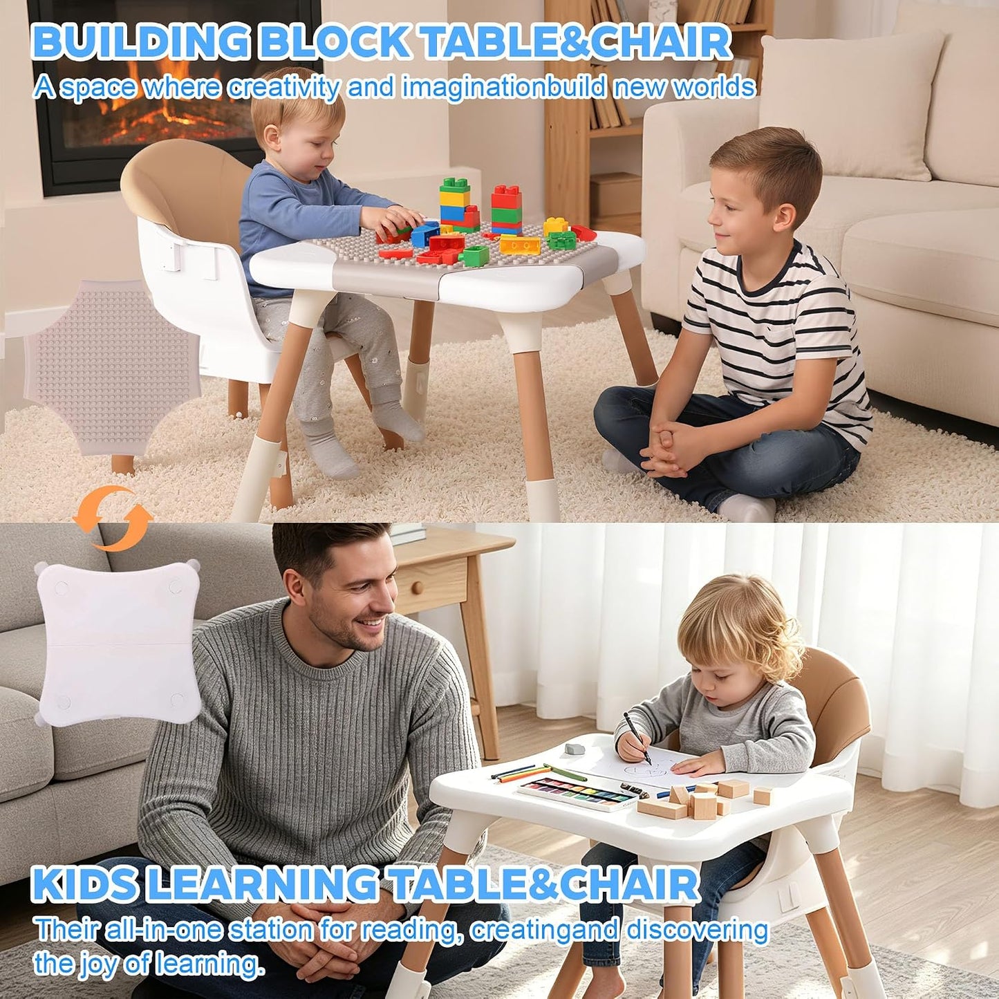 Silla alta 6 en 1 para bebés y niños pequeños, silla alta para bebé...