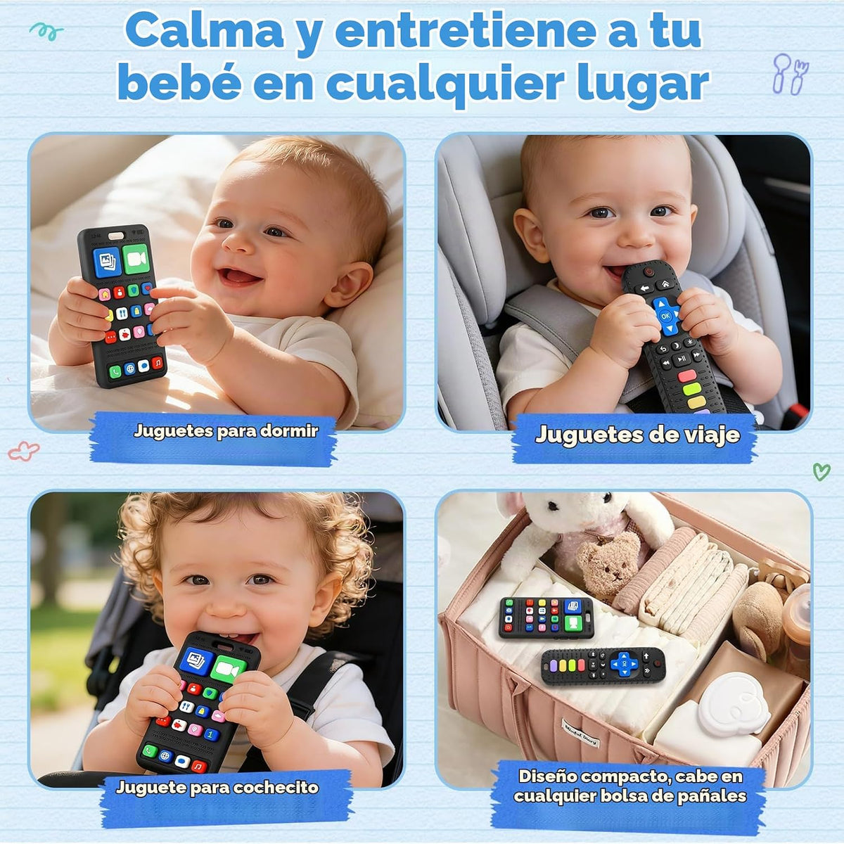 Paquete de 2 juguetes de dentición para bebés de 3 a 6 a 12 meses,...