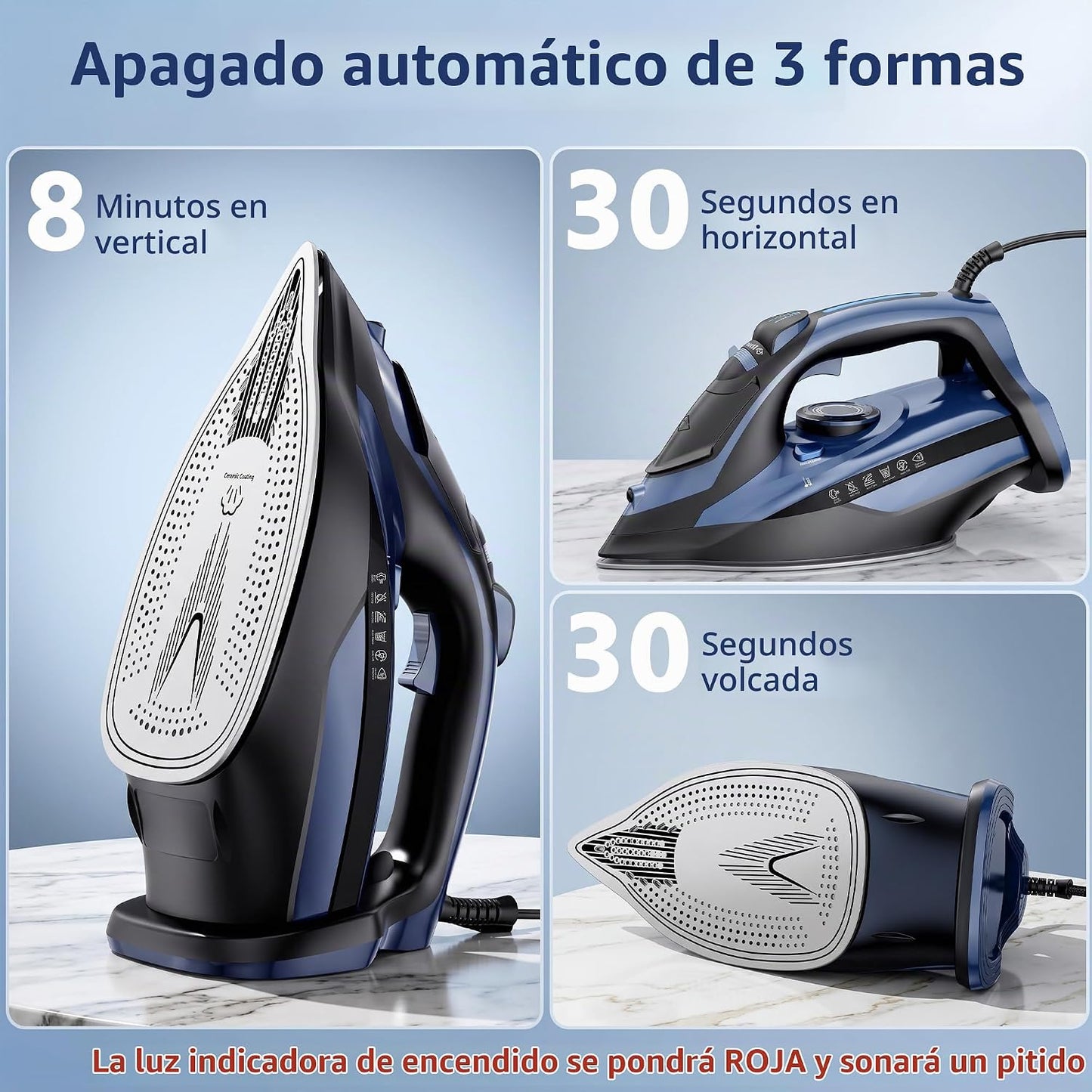 LEVOORA Plancha de vapor para ropa, calentamiento rápido de 20 segu...